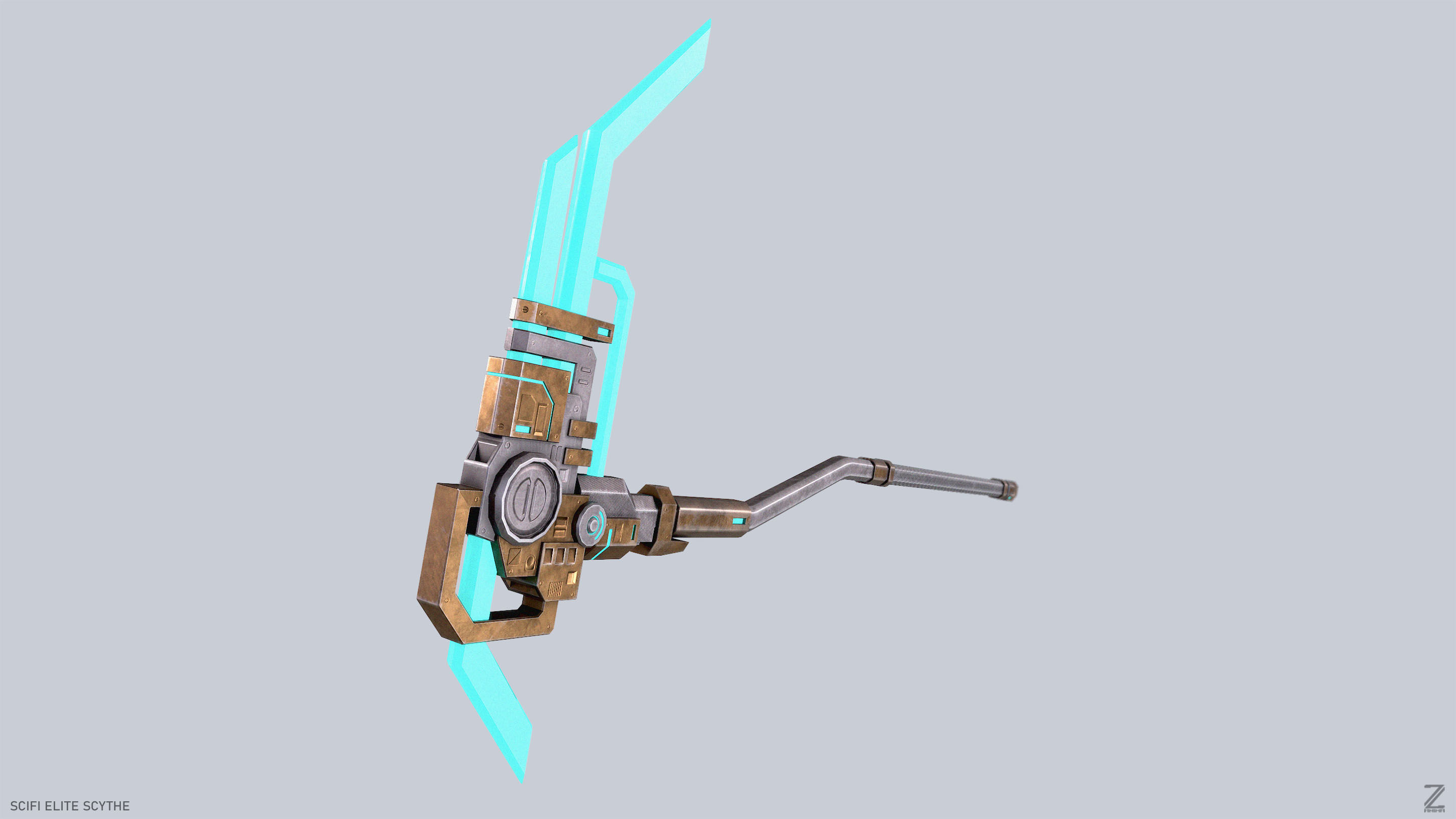 Sci fi elite scythe Low-poly 3D model_7