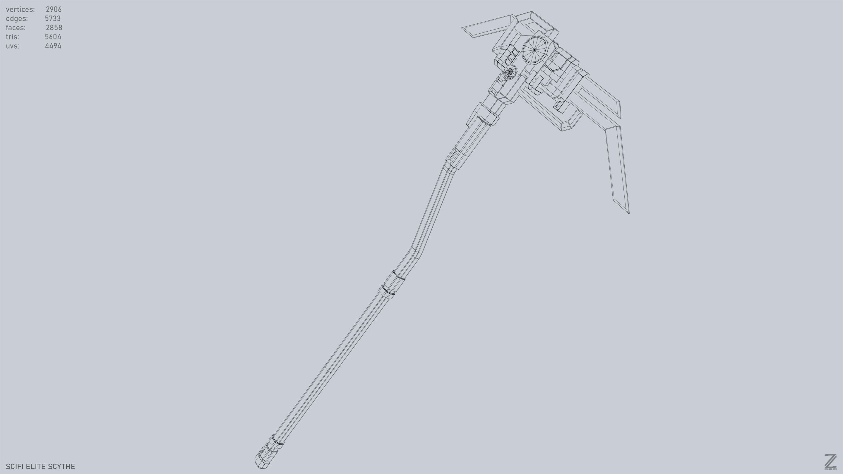 Sci fi elite scythe Low-poly 3D model_11