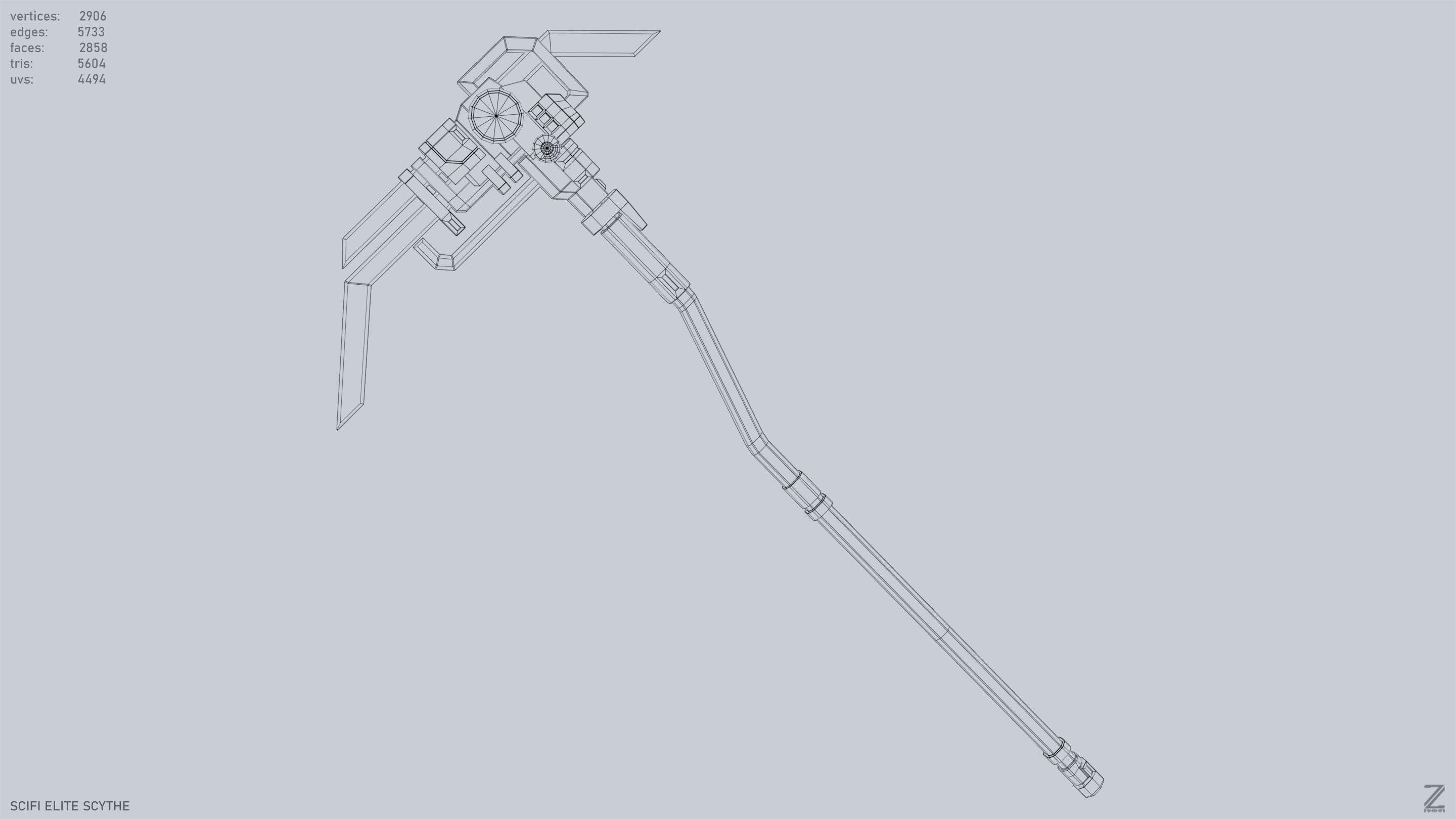 Sci fi elite scythe Low-poly 3D model_10