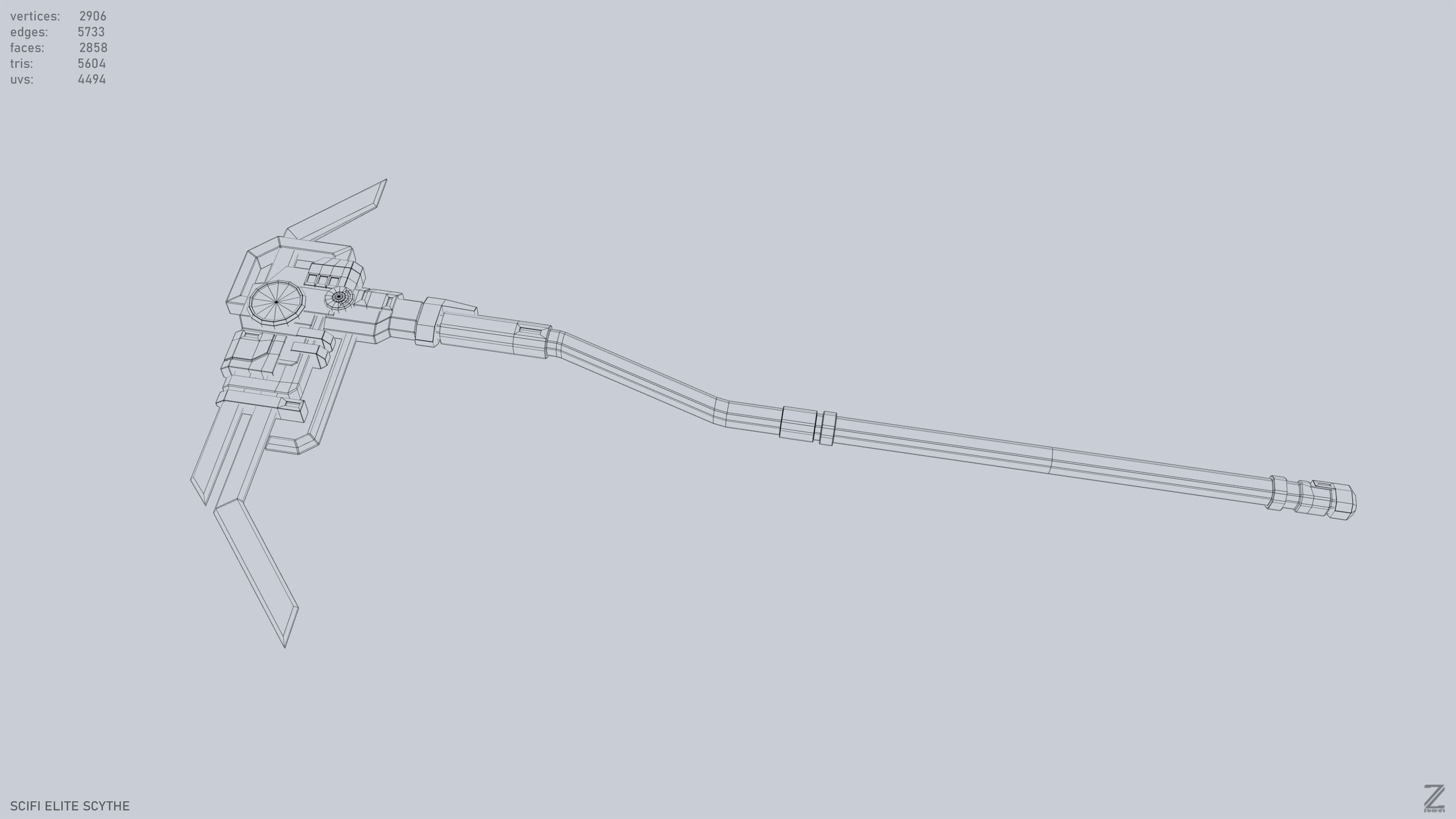 Sci fi elite scythe Low-poly 3D model_14