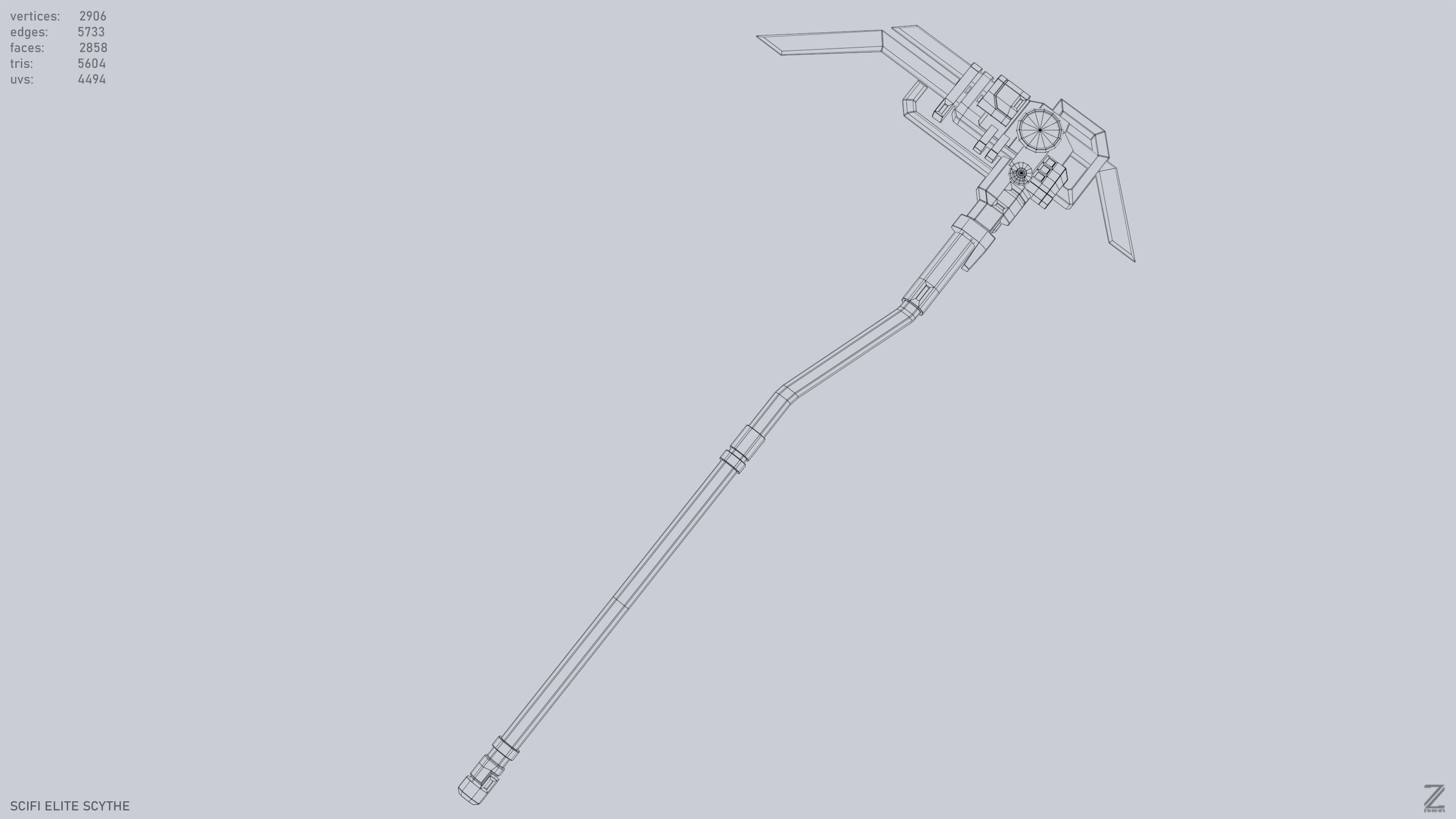 Sci fi elite scythe Low-poly 3D model_15