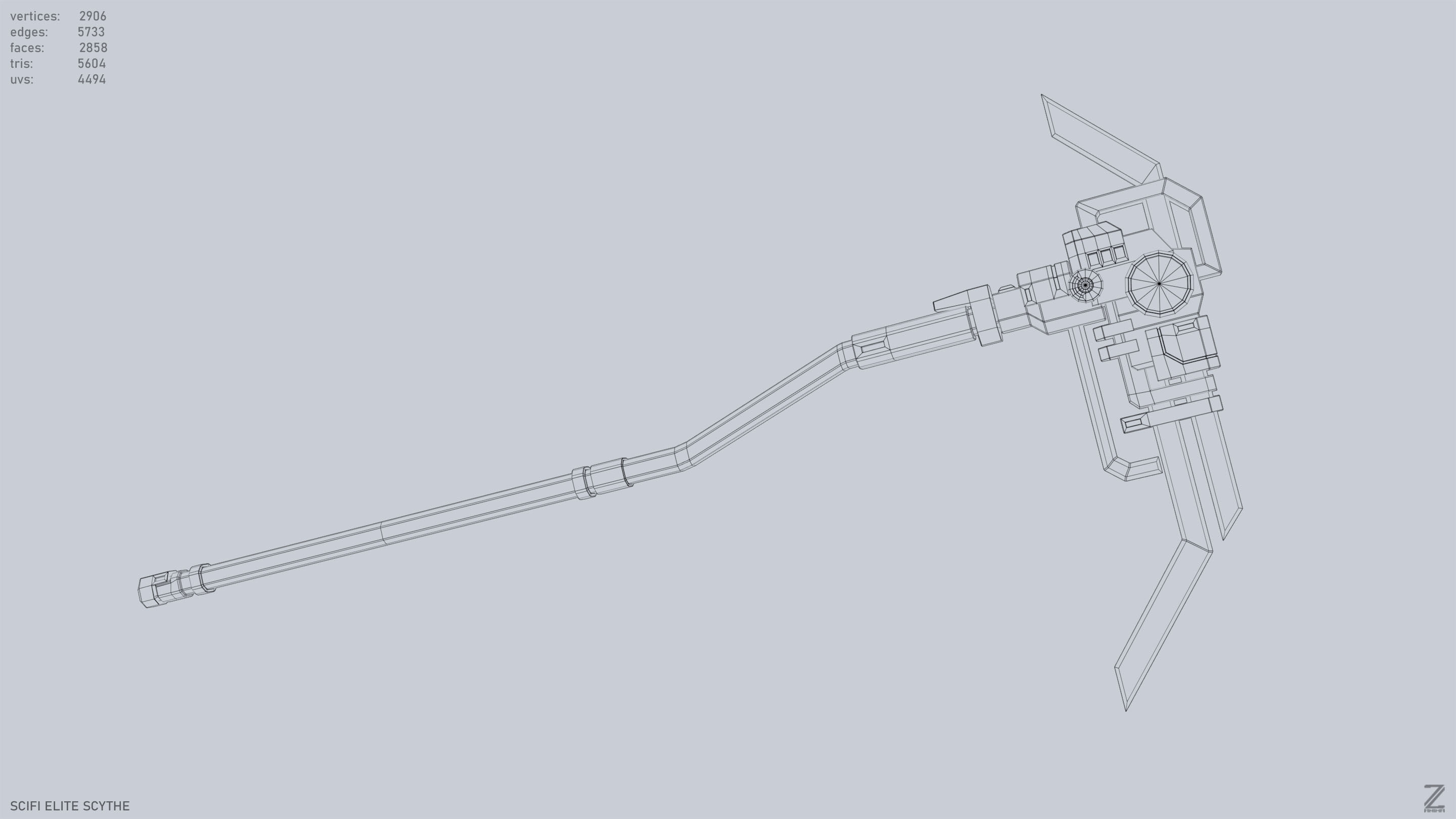 Sci fi elite scythe Low-poly 3D model_12