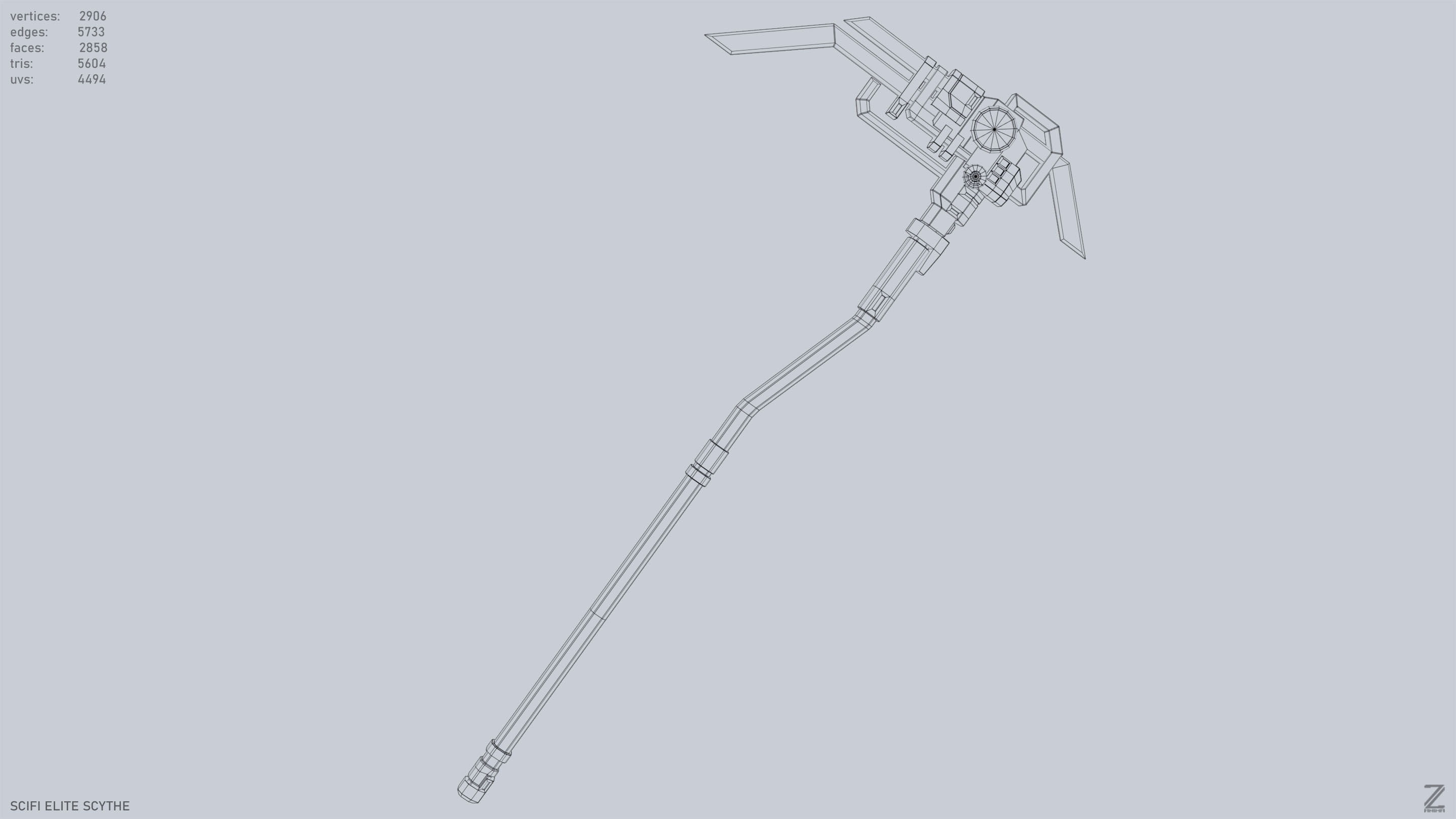 Sci fi elite scythe Low-poly 3D model_13