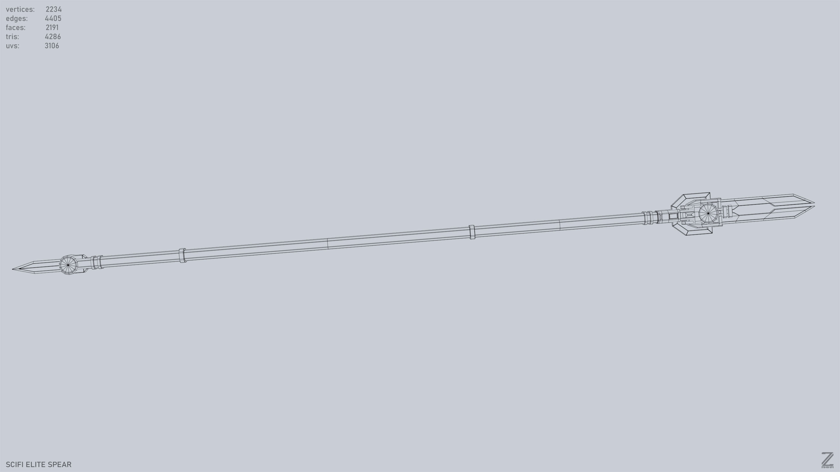 Sci fi elite spear Low-poly 3D model_11