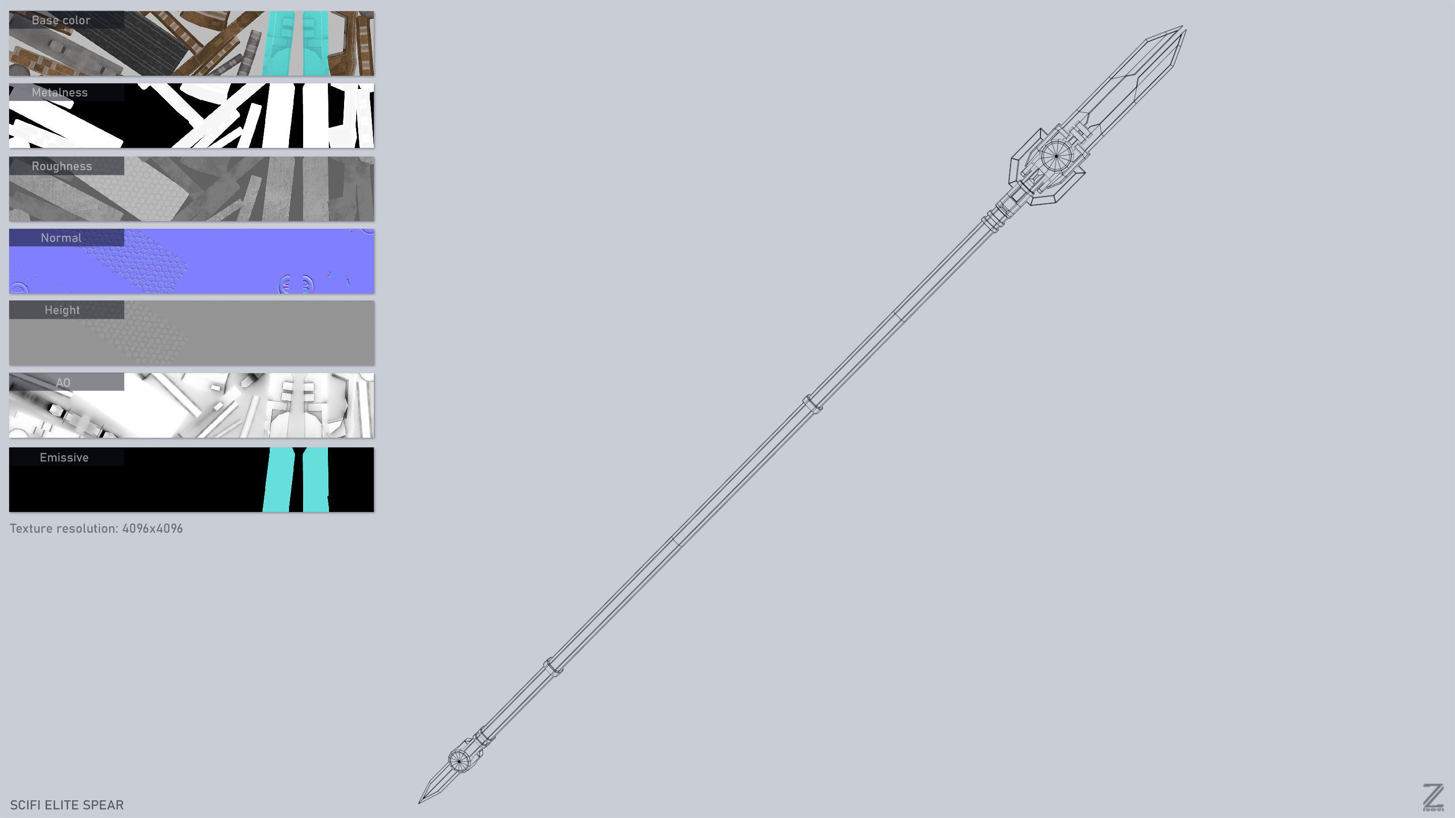 Sci fi elite spear Low-poly 3D model_3