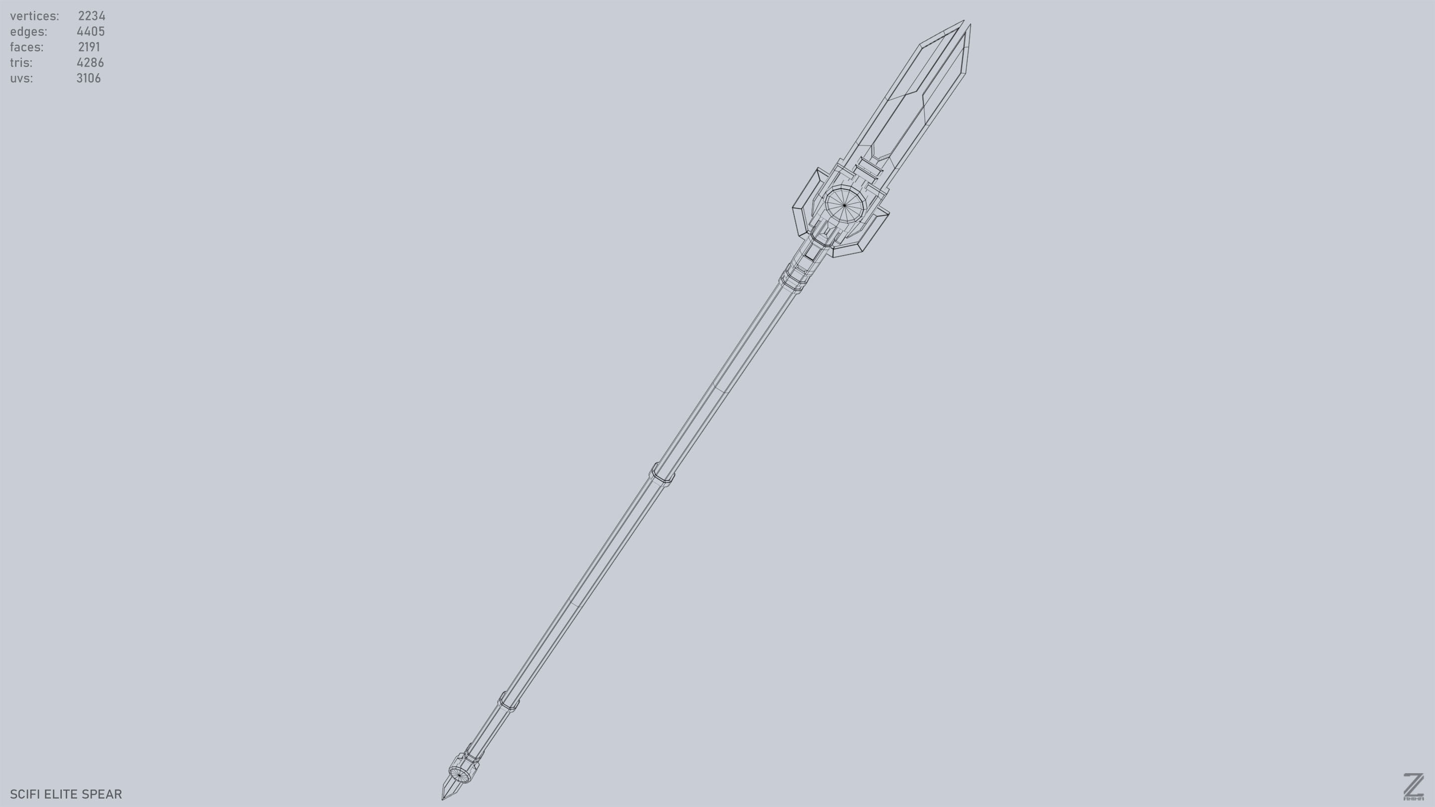 Sci fi elite spear Low-poly 3D model_14