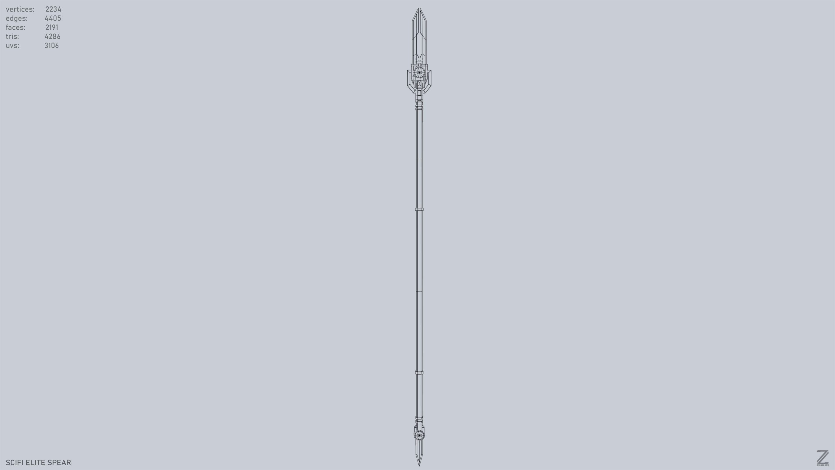 Sci fi elite spear Low-poly 3D model_9