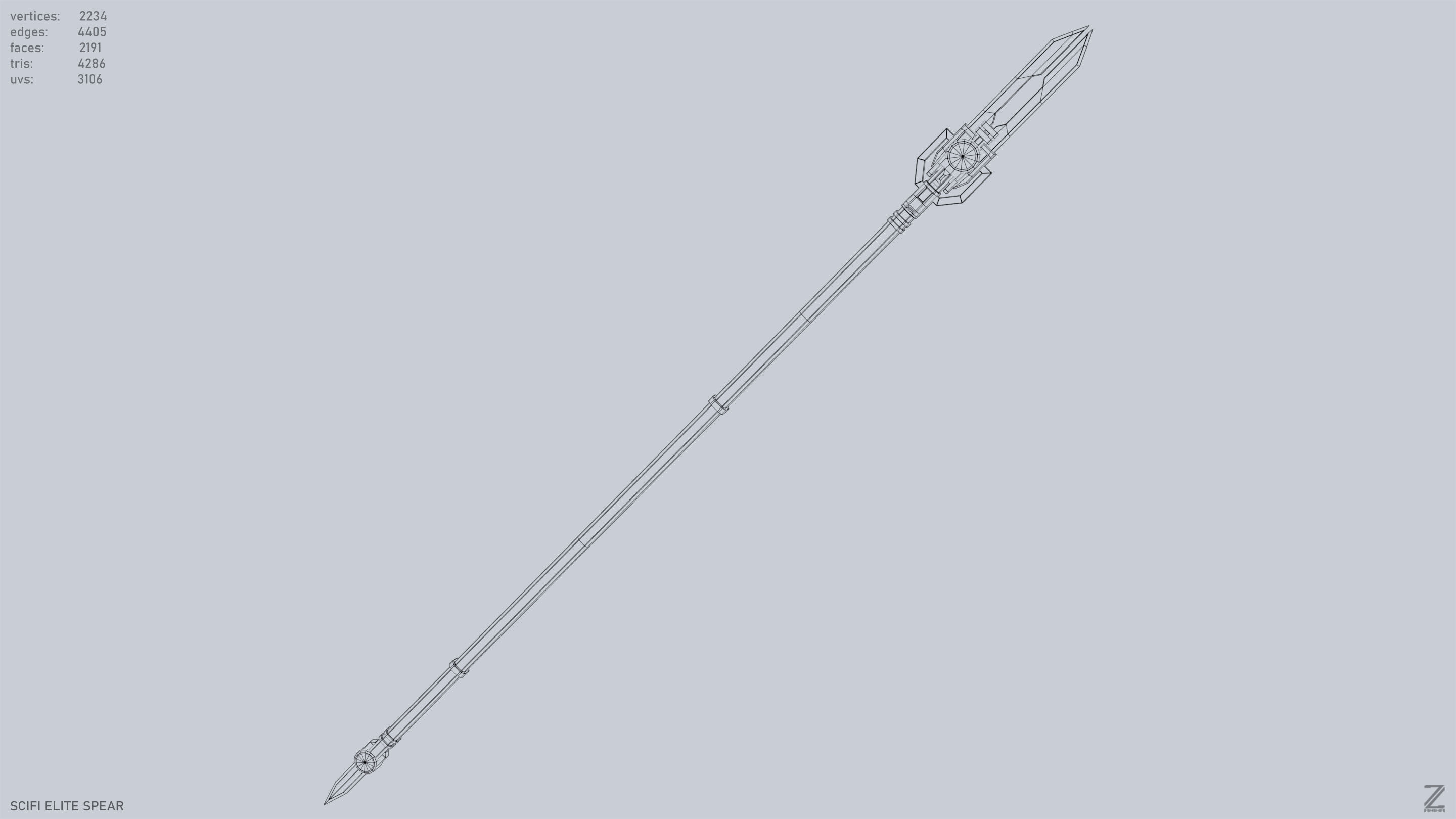 Sci fi elite spear Low-poly 3D model_15