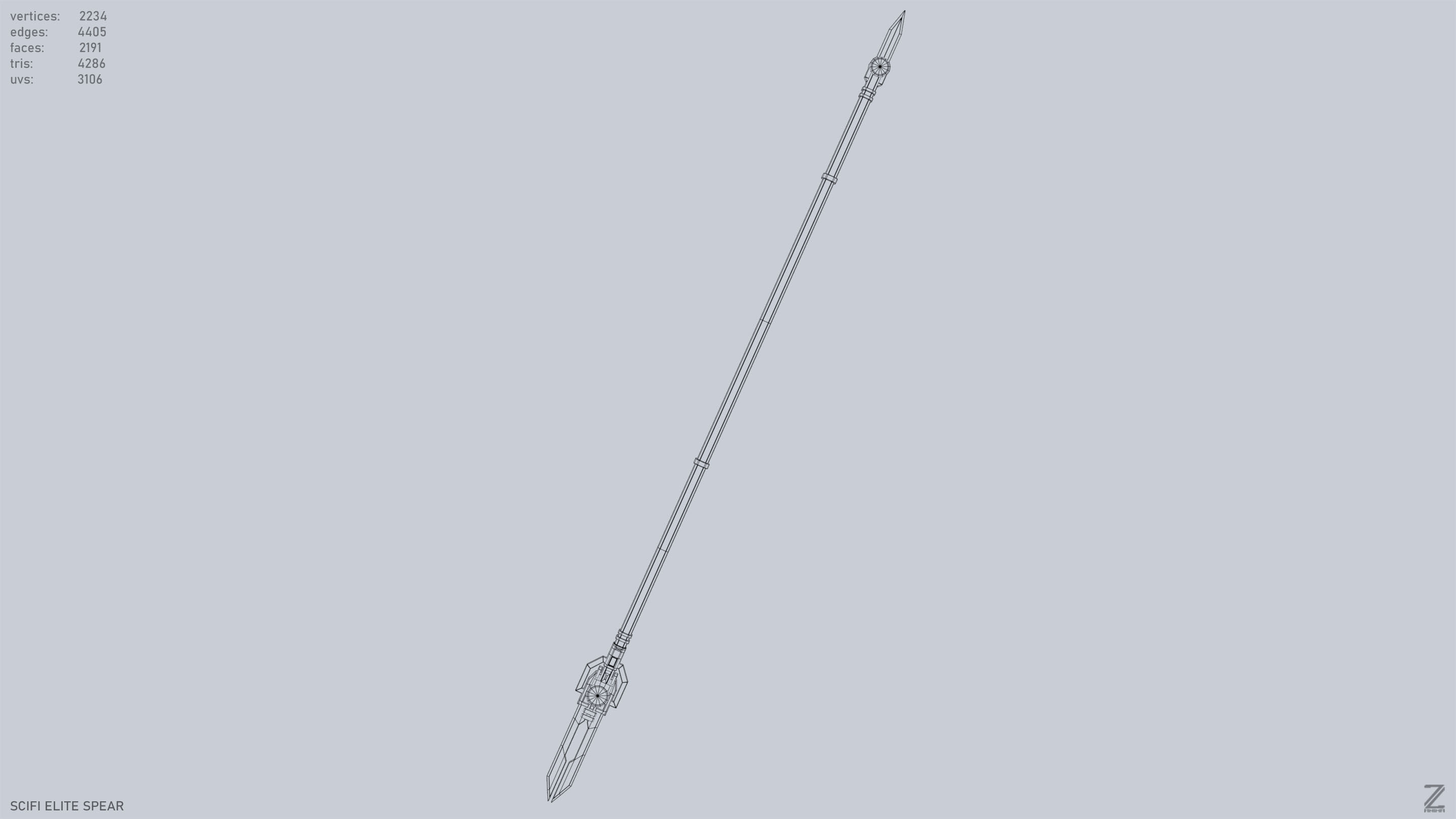 Sci fi elite spear Low-poly 3D model_12