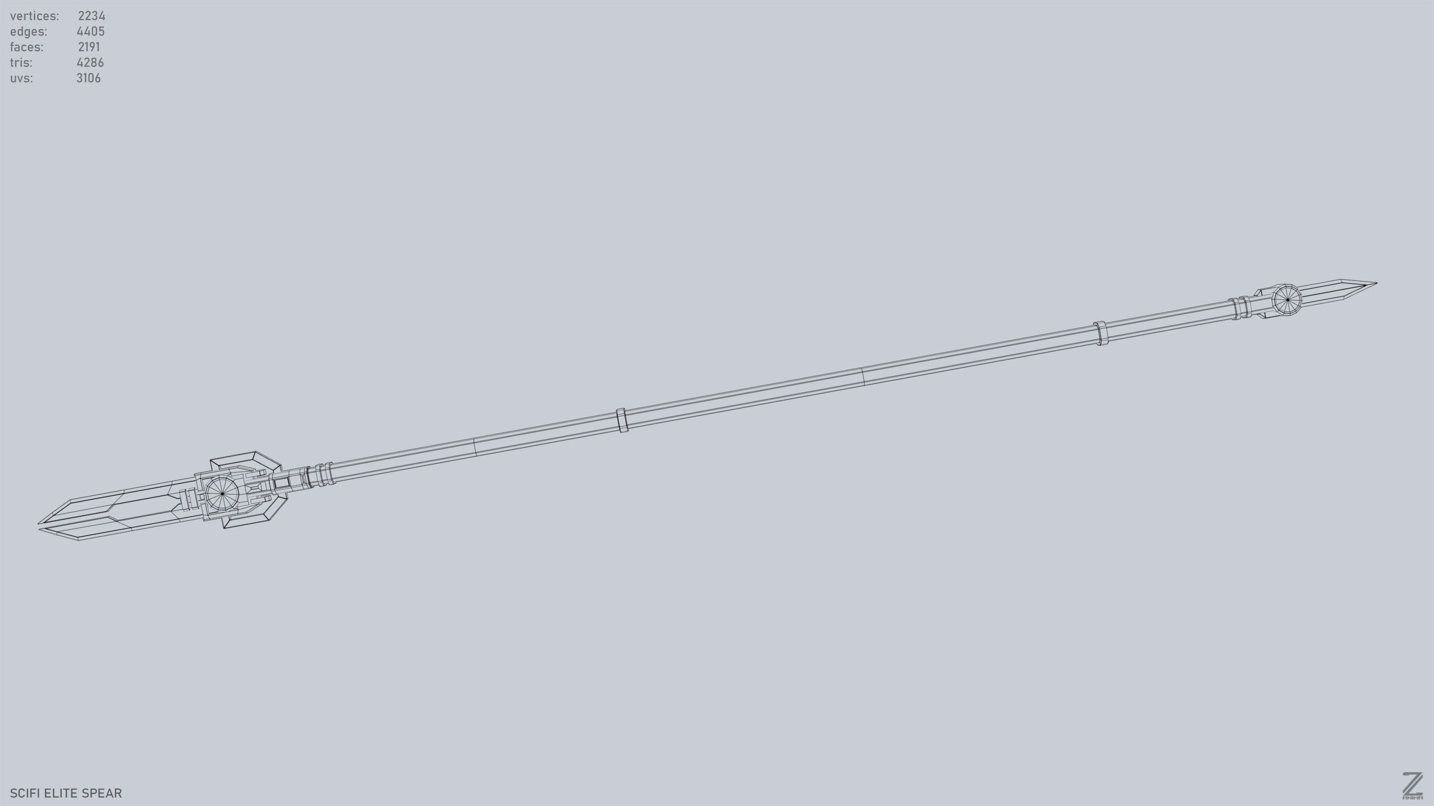 Sci fi elite spear Low-poly 3D model_13
