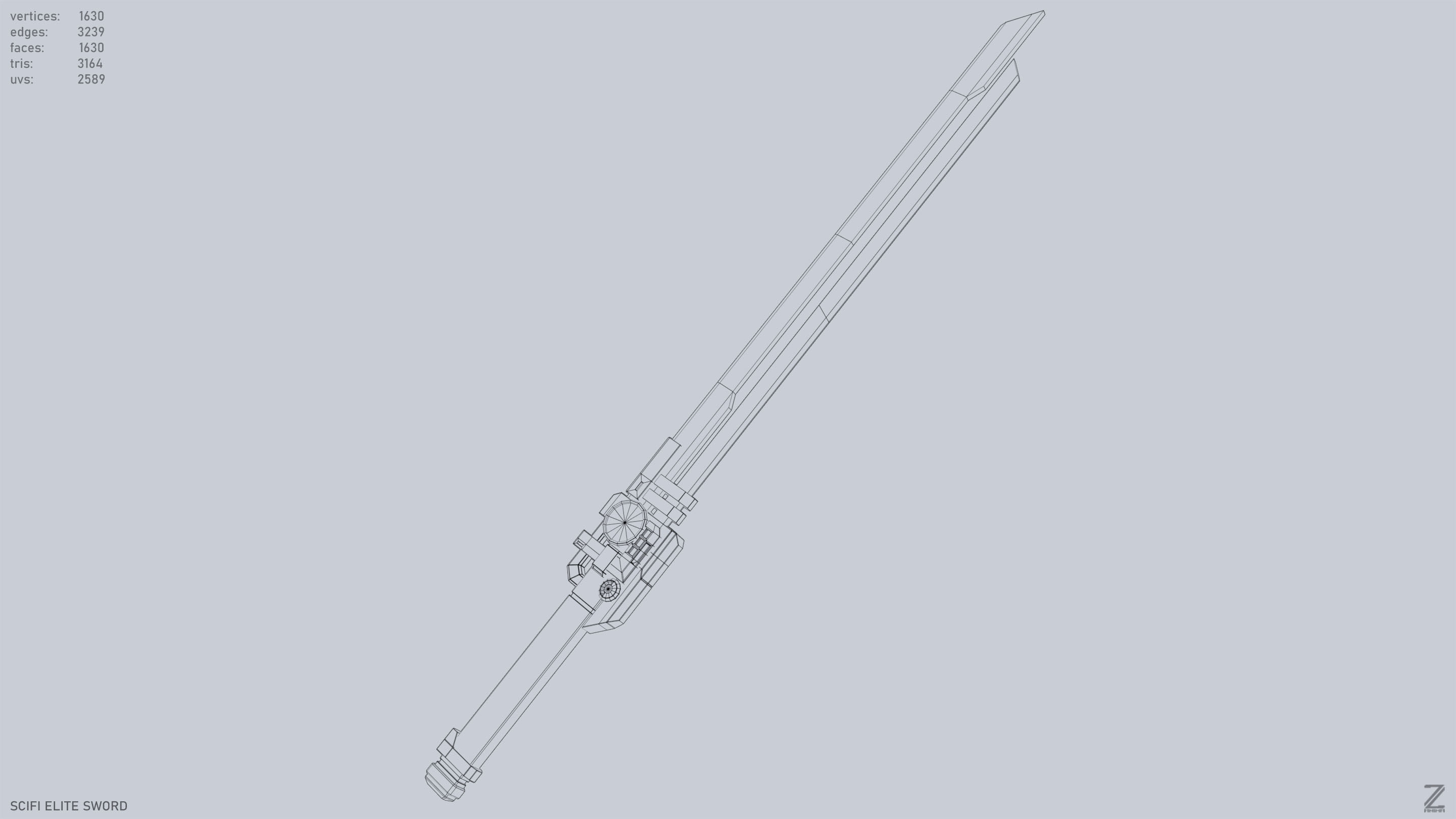 Sci fi elite sword Low-poly 3D model_15