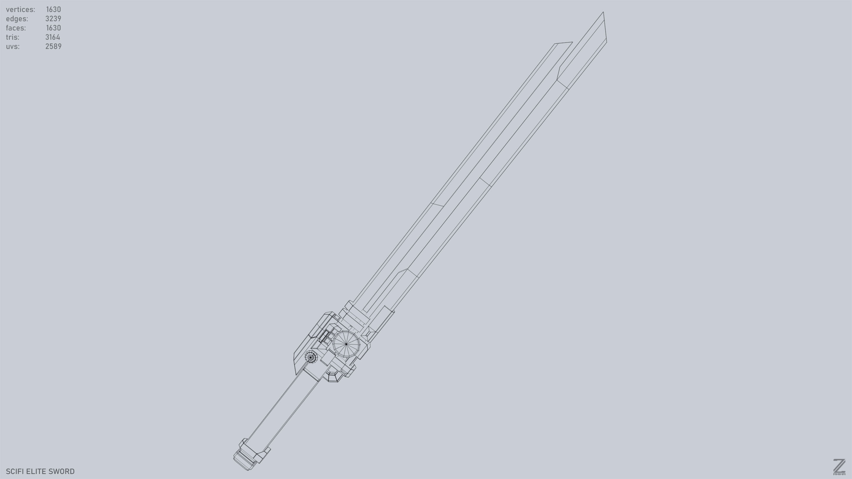 Sci fi elite sword Low-poly 3D model_13