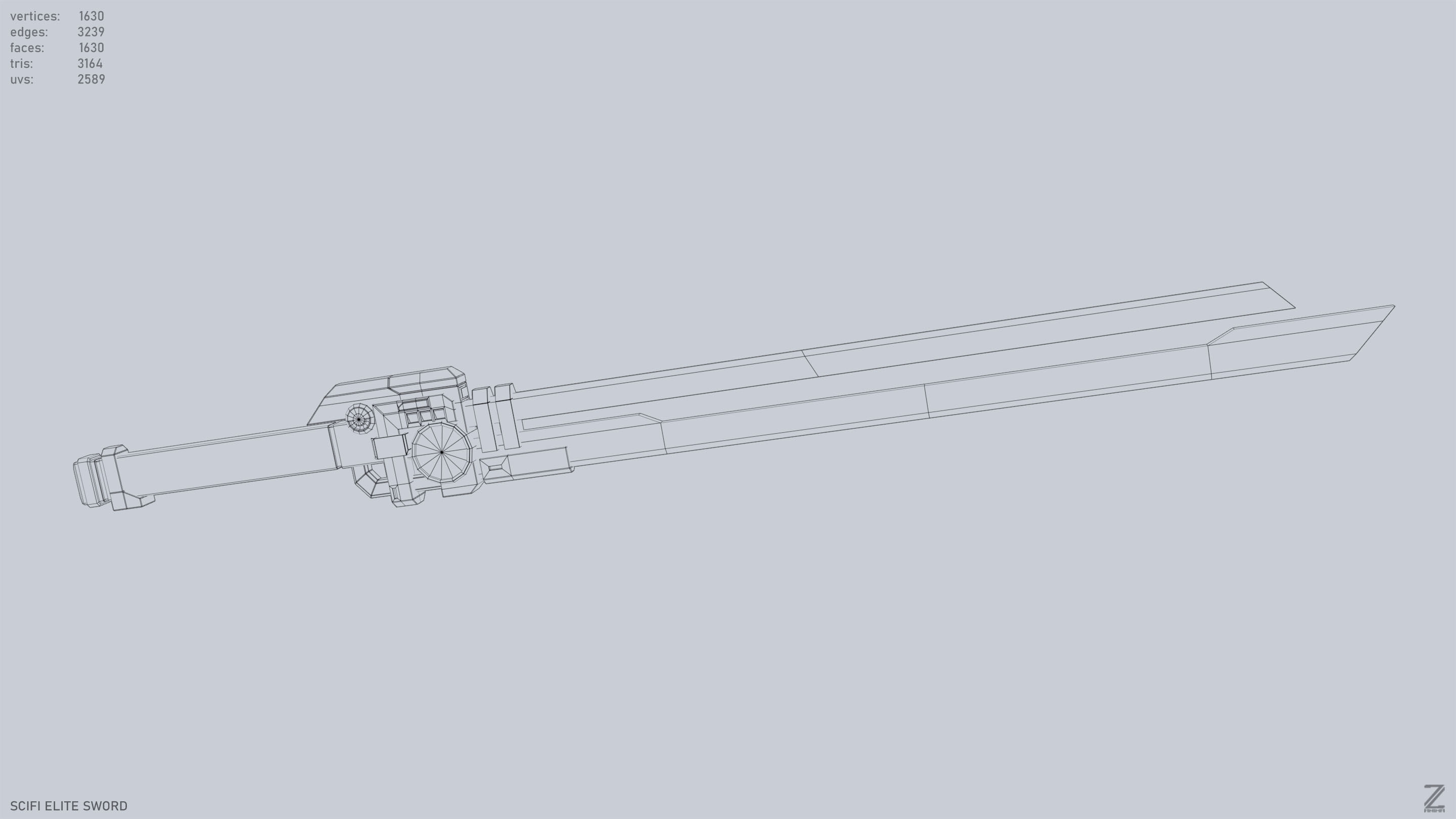 Sci fi elite sword Low-poly 3D model_12
