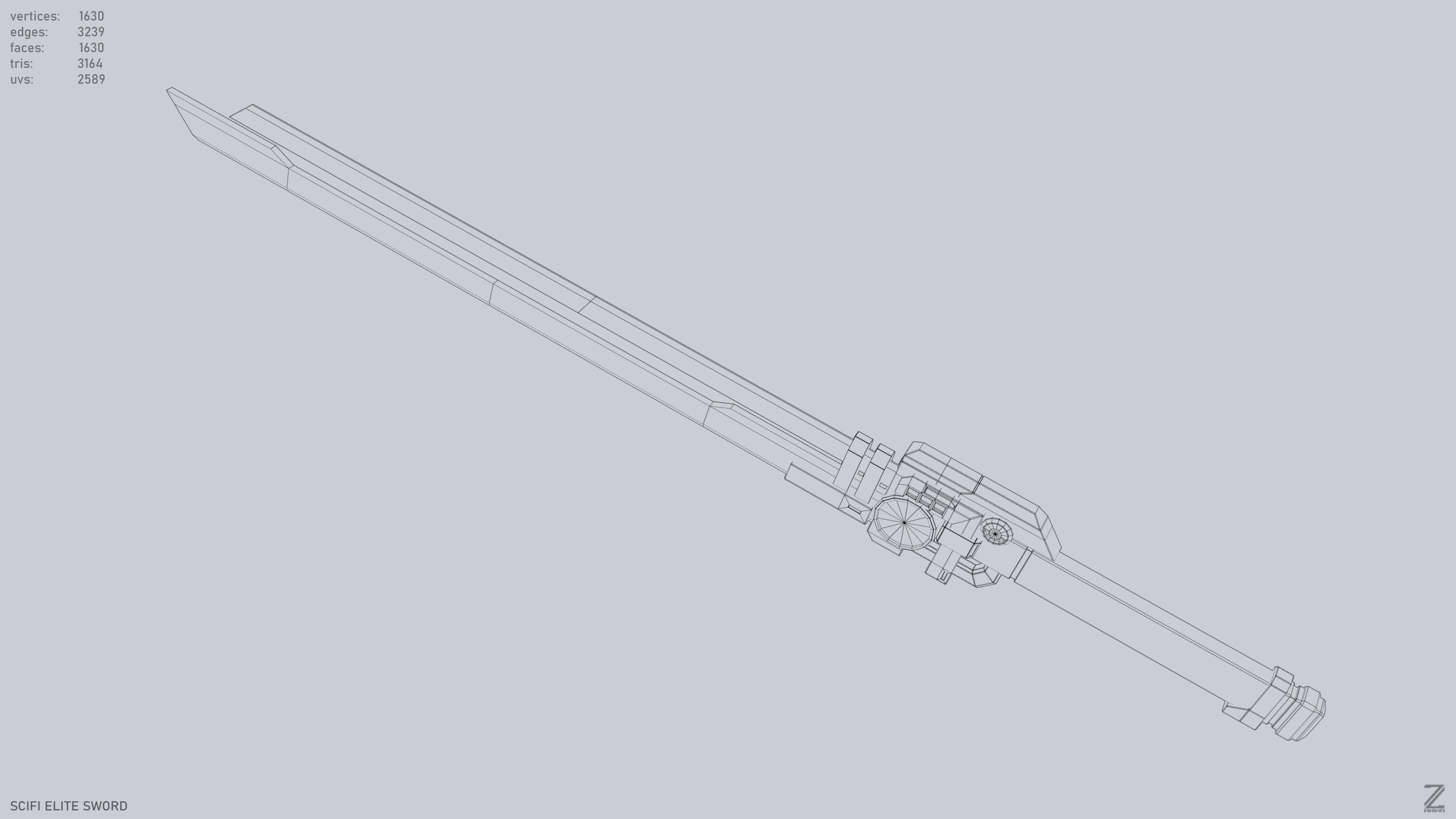 Sci fi elite sword Low-poly 3D model_14