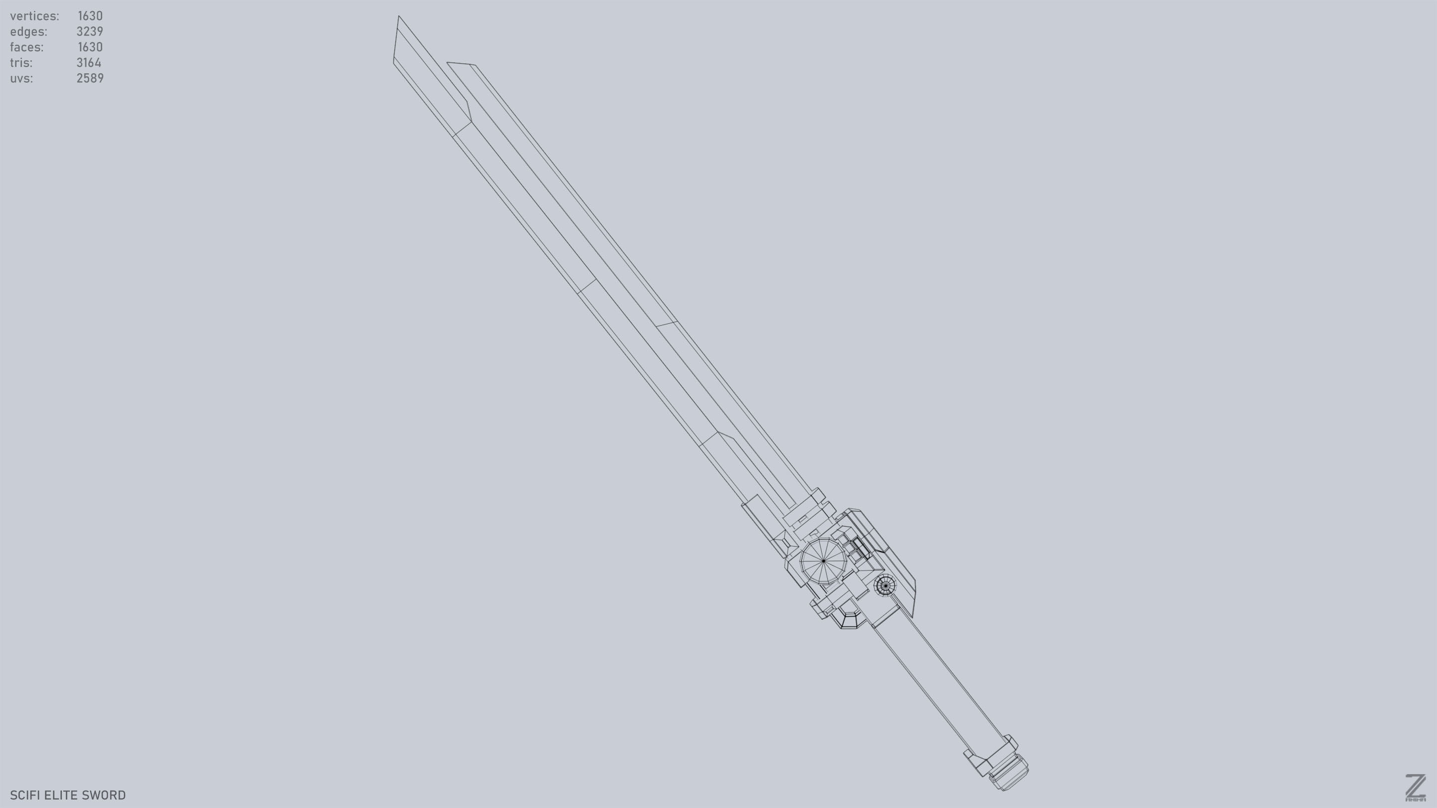 Sci fi elite sword Low-poly 3D model_10