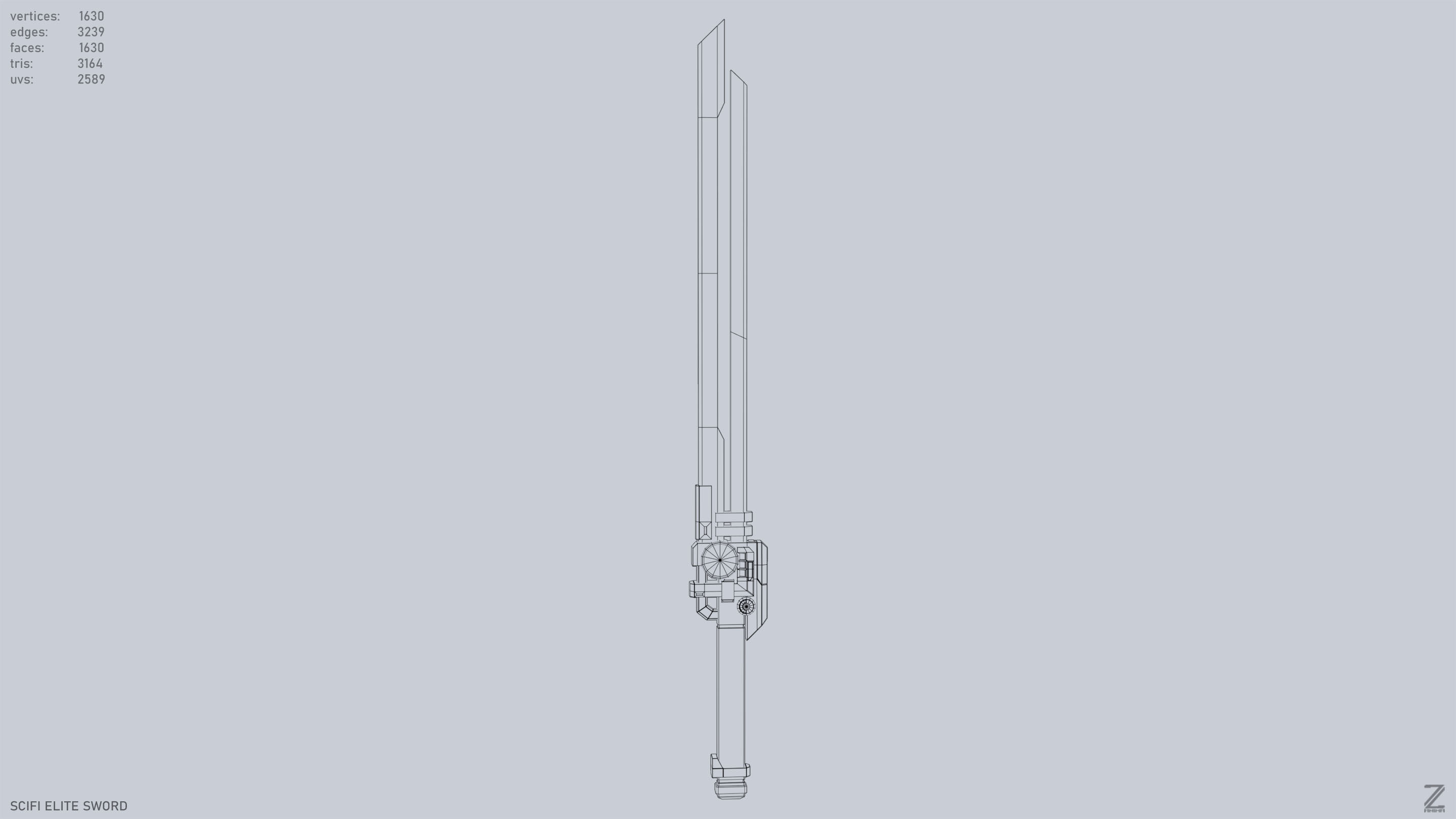 Sci fi elite sword Low-poly 3D model_9