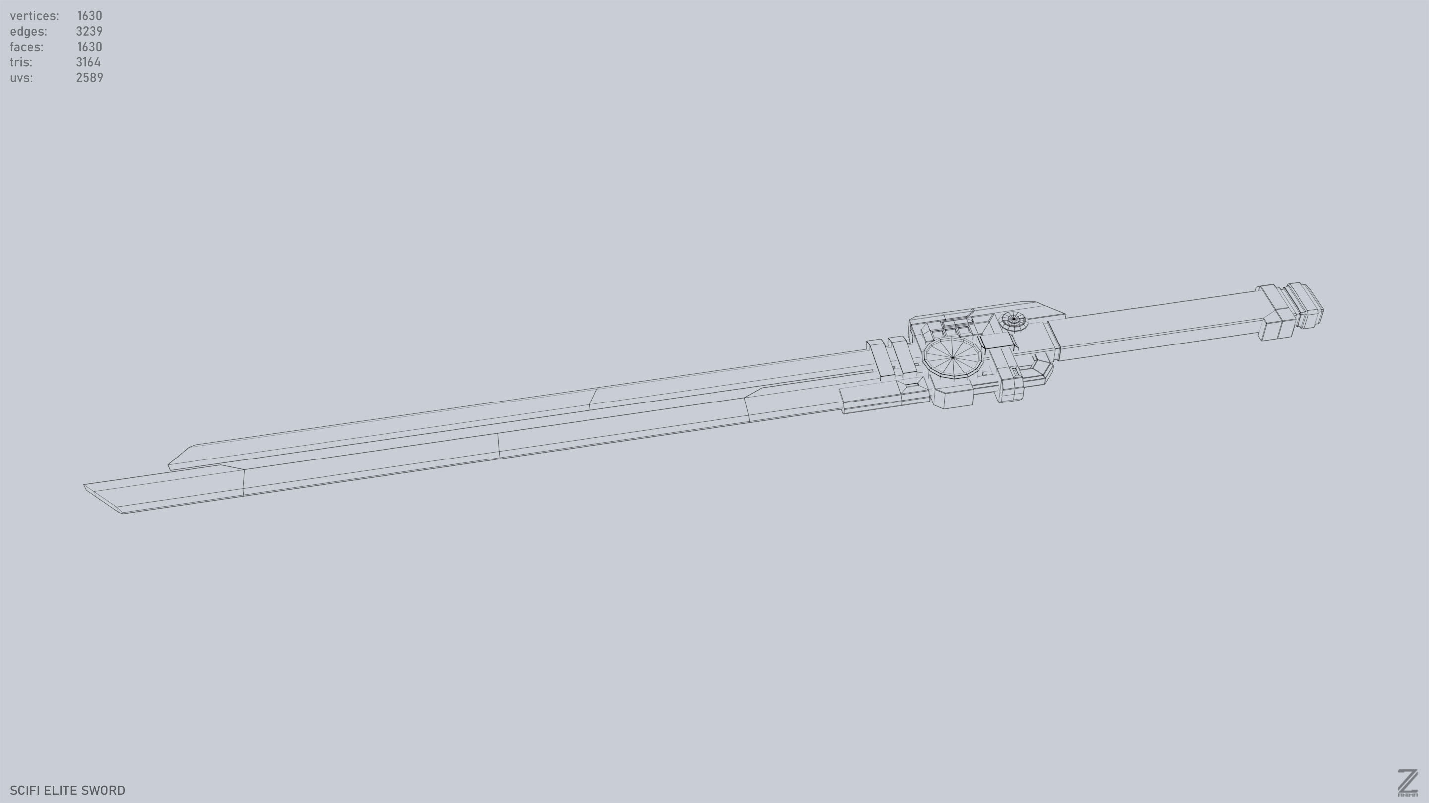 Sci fi elite sword Low-poly 3D model_11