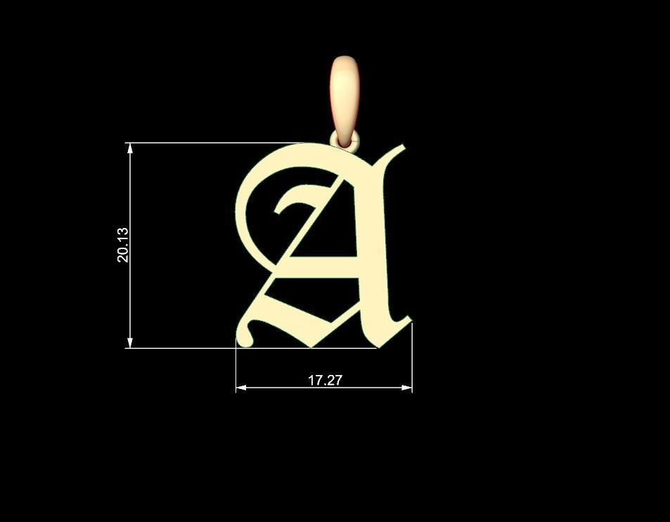 Initial Letters Pendant Canterbury A 3D print model_4