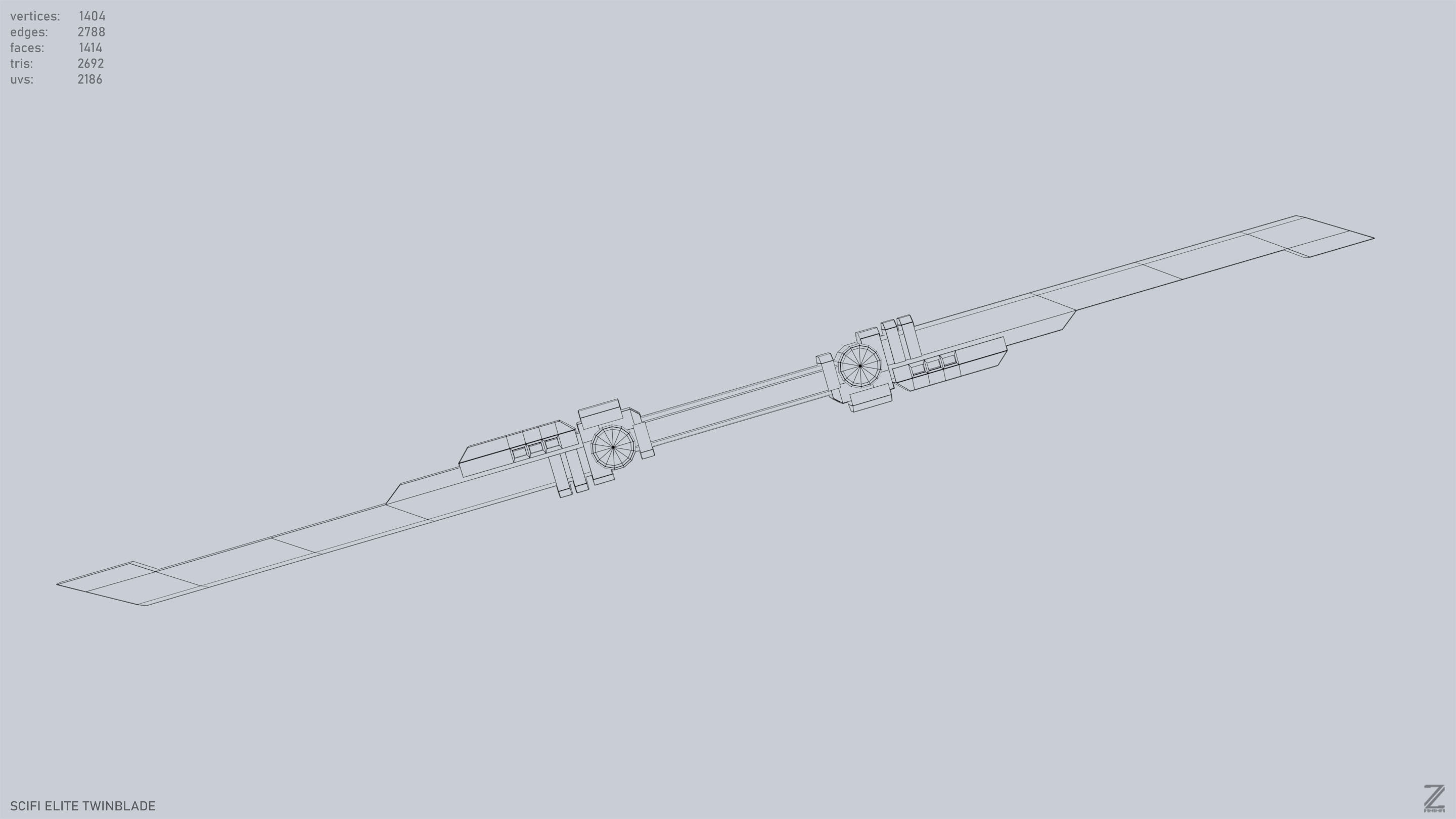 Sci fi elite twinblade Low-poly 3D model_11
