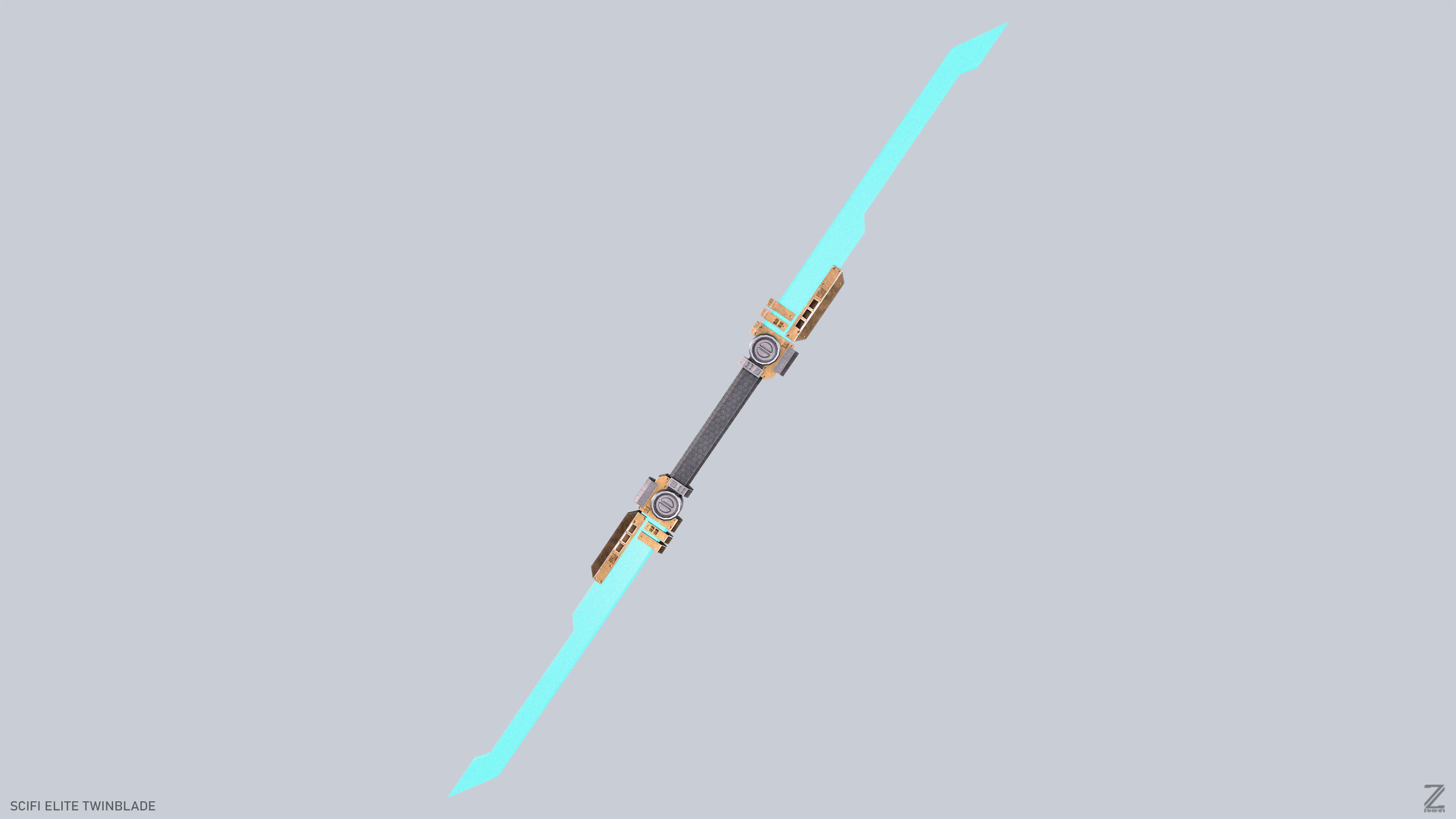Sci fi elite twinblade Low-poly 3D model_7