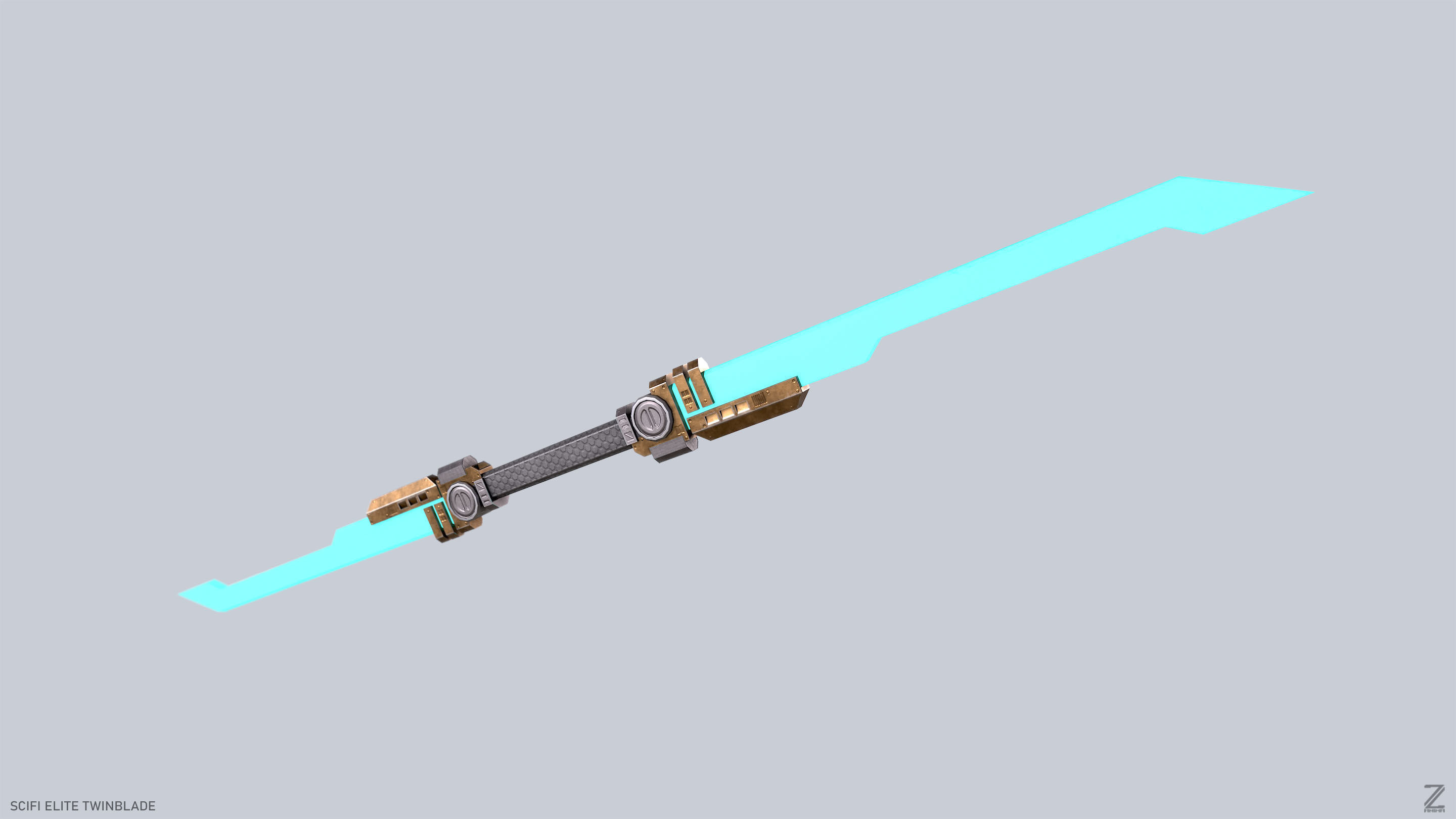 Sci fi elite twinblade Low-poly 3D model_2