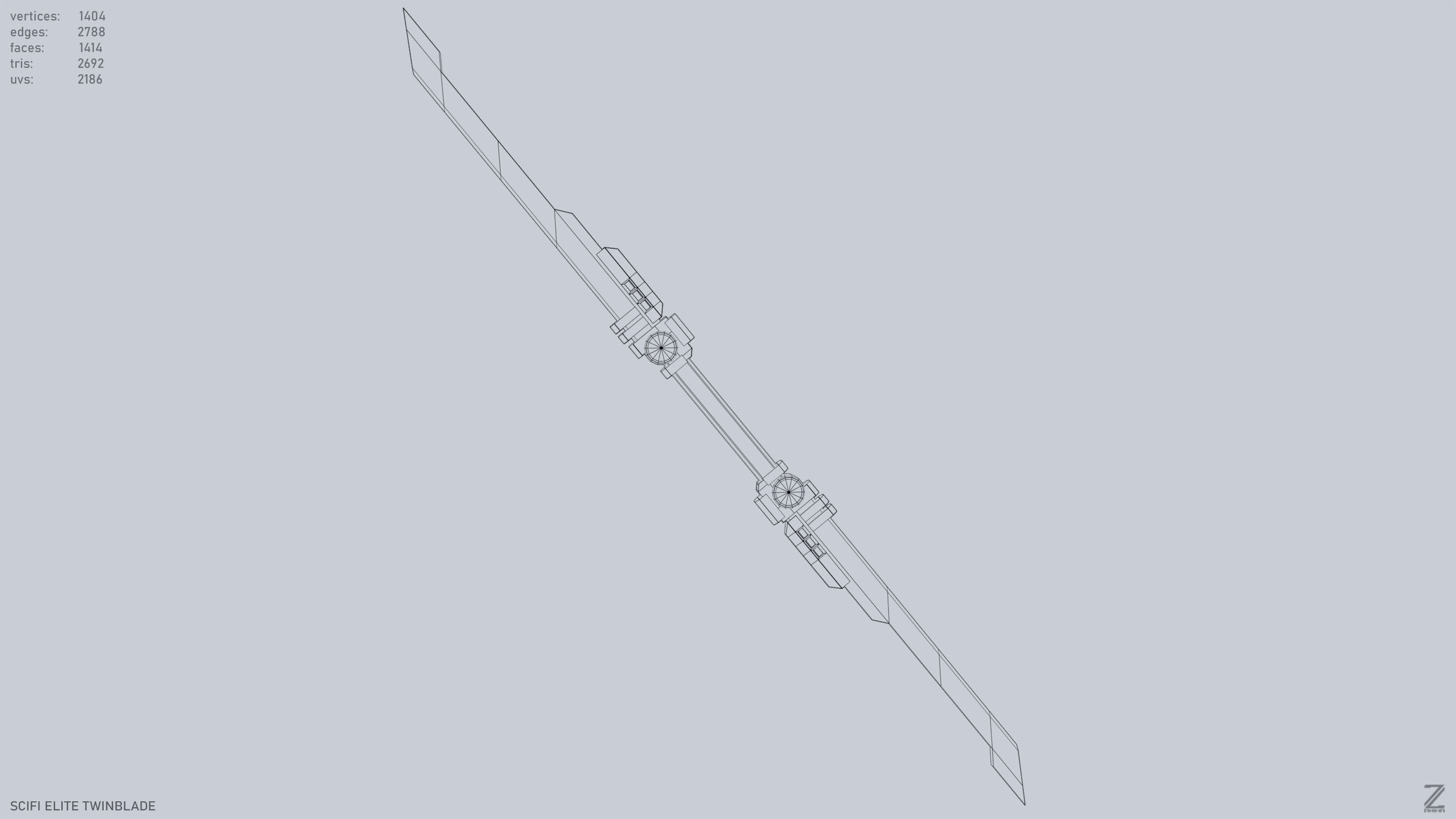 Sci fi elite twinblade Low-poly 3D model_10