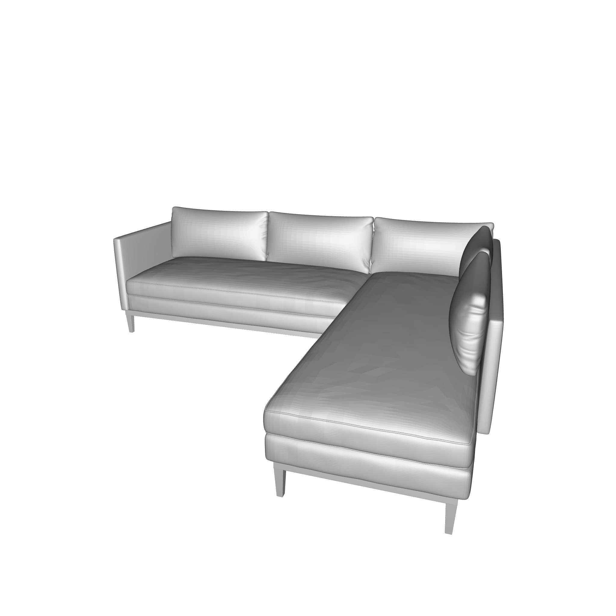 Wide Linen Right Hand Facing Sofa Chaise 3D model_2