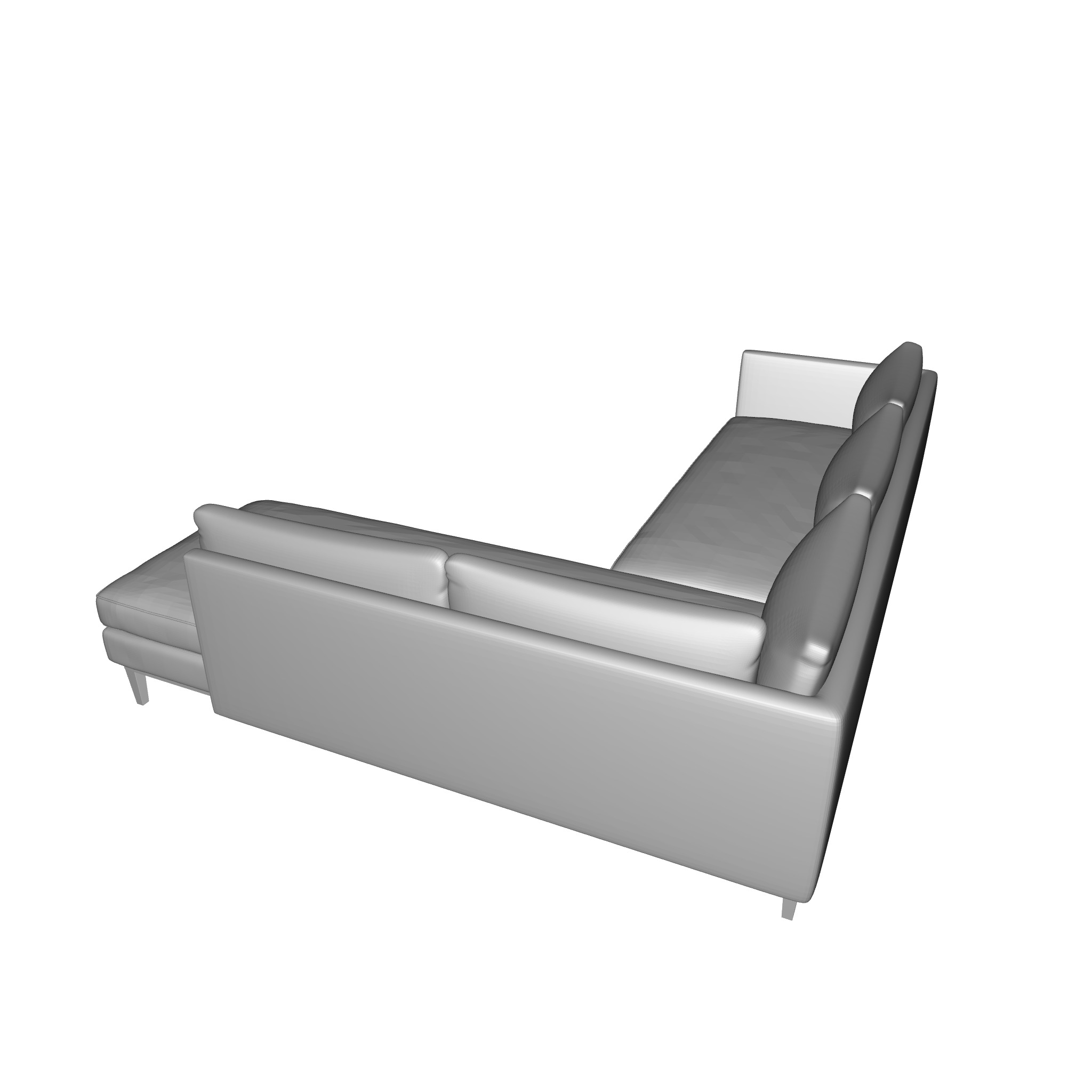 Wide Linen Right Hand Facing Sofa Chaise 3D model_3