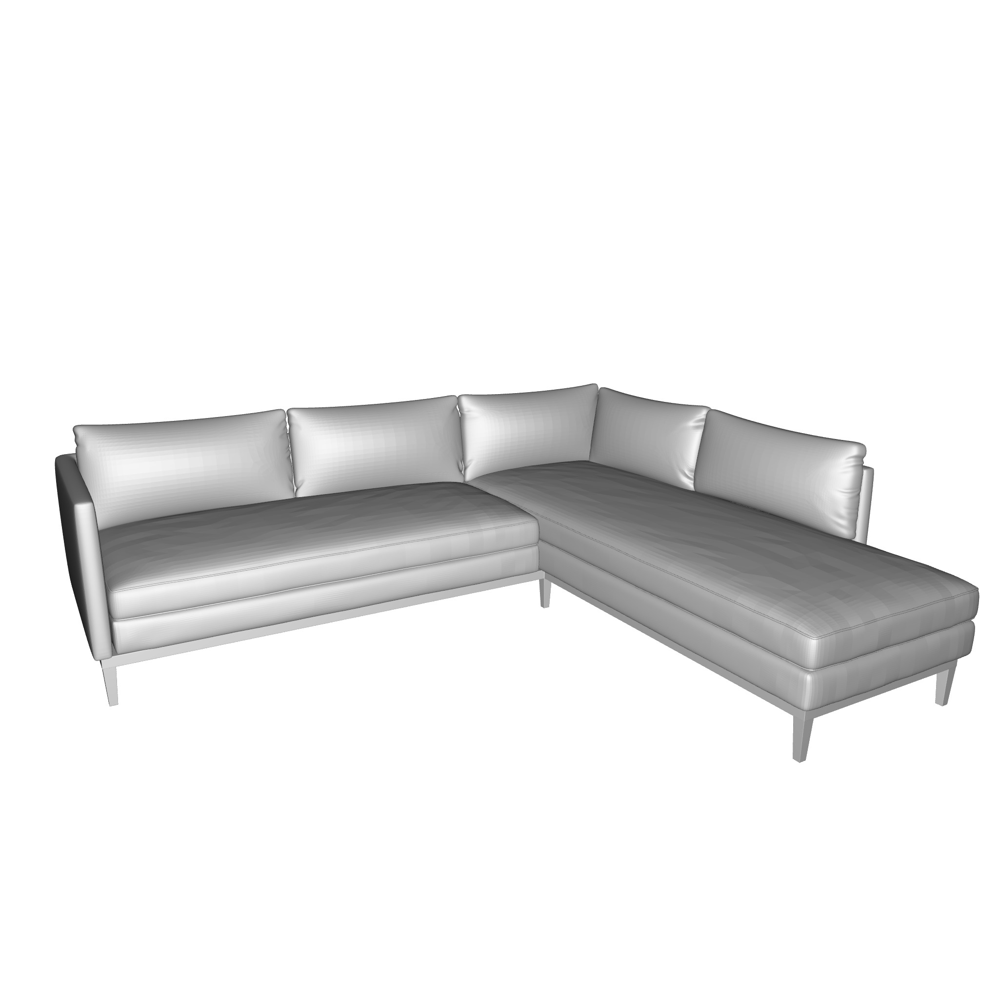 Wide Linen Right Hand Facing Sofa Chaise 3D model_6