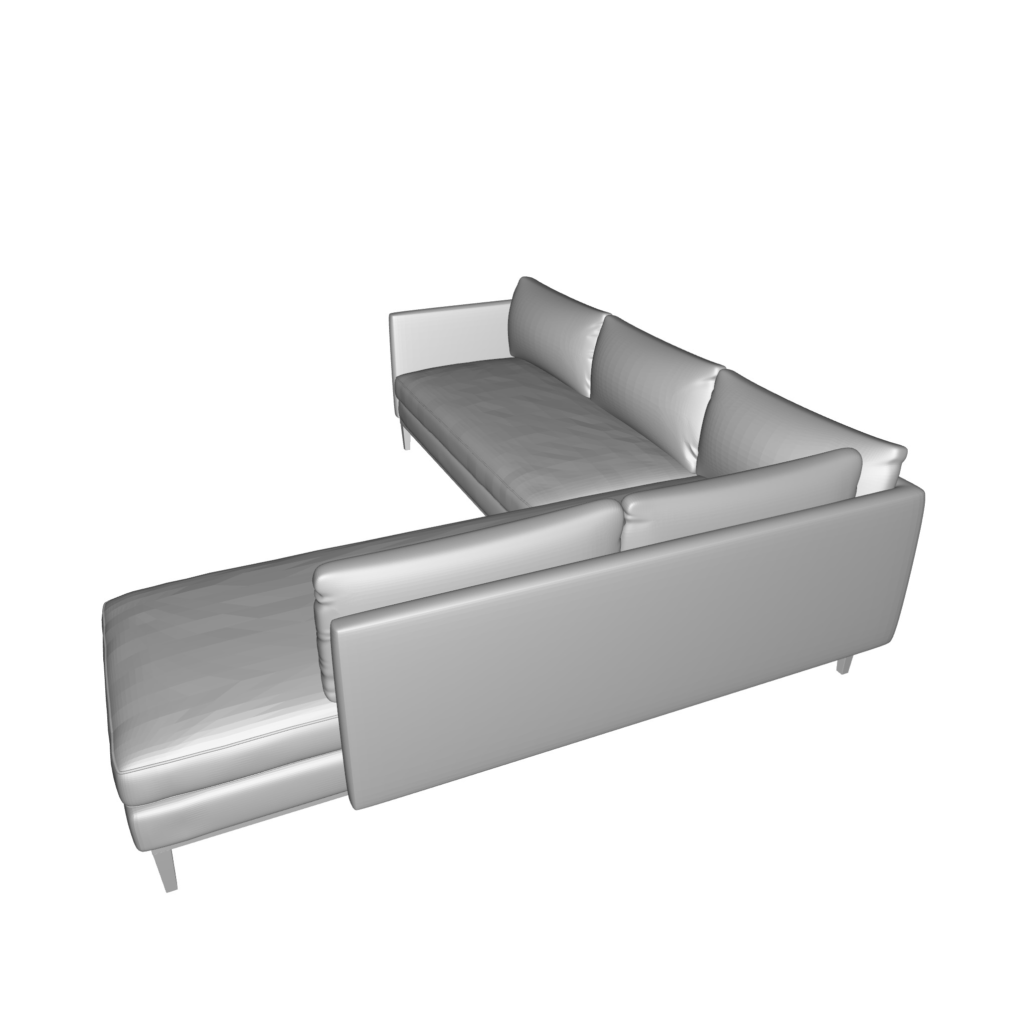 Wide Linen Right Hand Facing Sofa Chaise 3D model_4