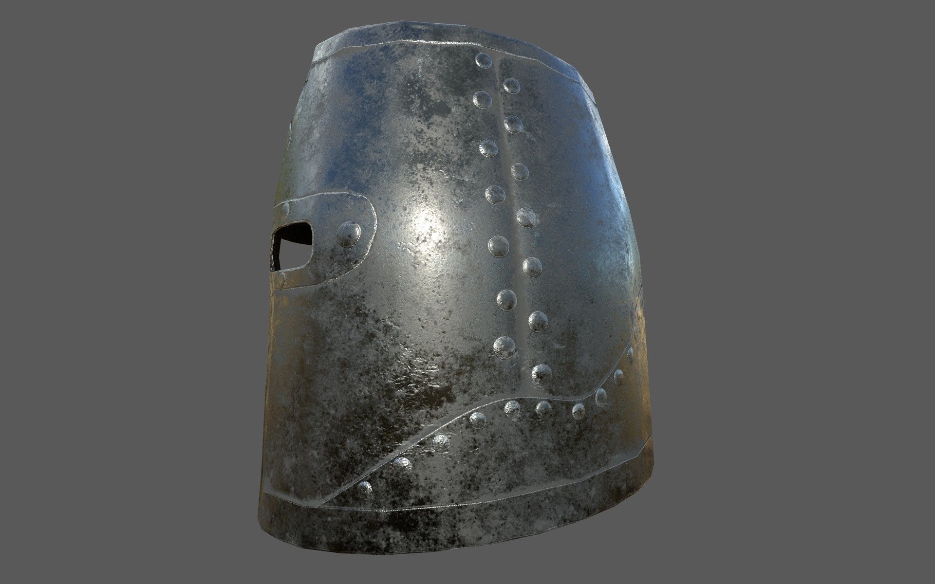 Closed knights helmet with PBR material Low-poly 3D model_6