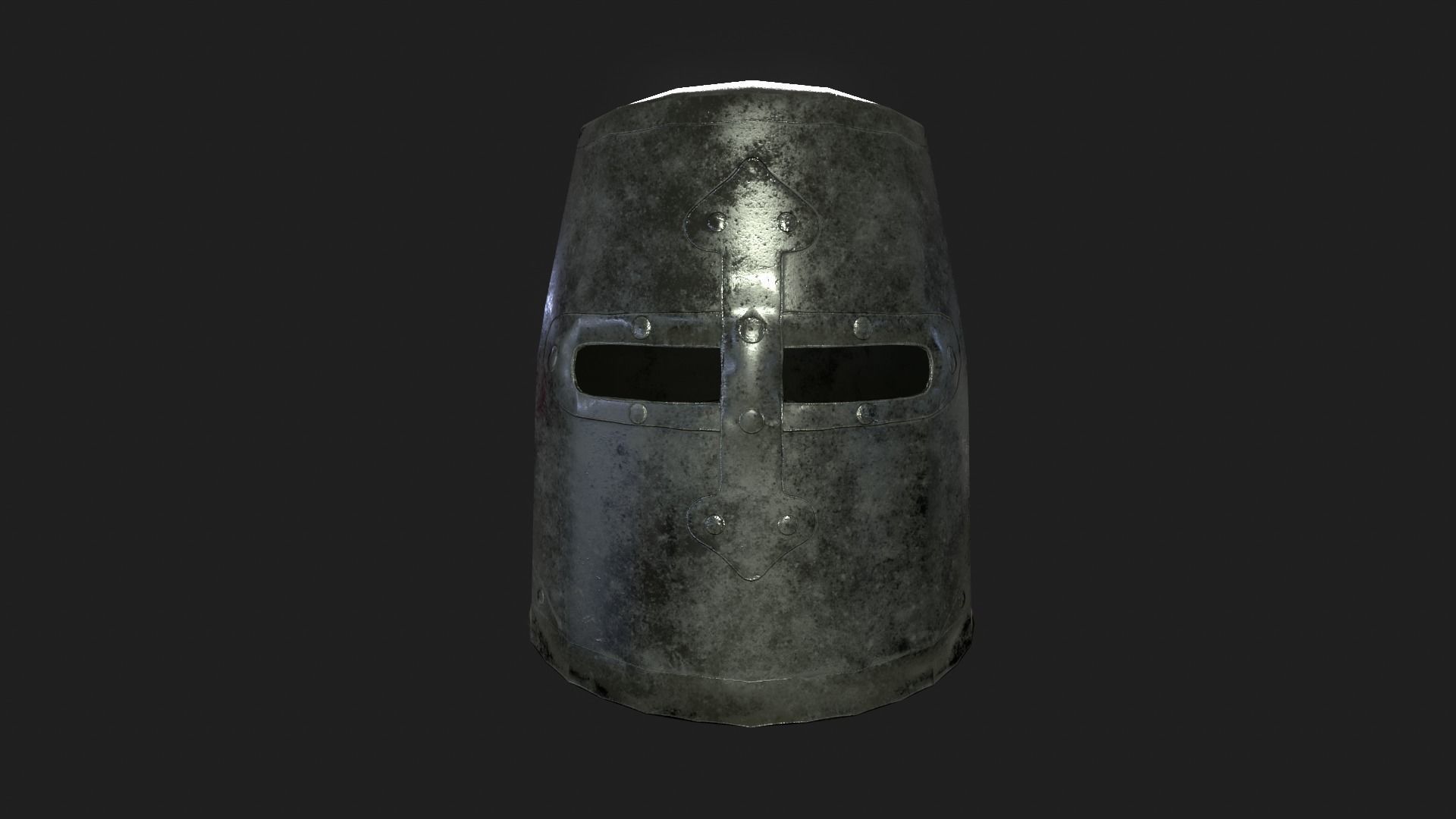 Closed knights helmet with PBR material Low-poly 3D model_2