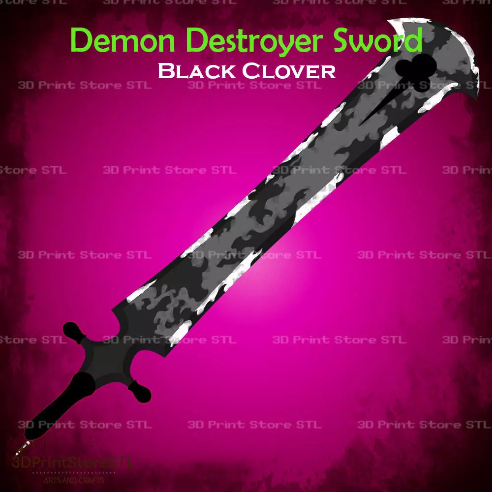 Demon Destroyer Sword Cosplay Black Clover - STL File 3D print model_0