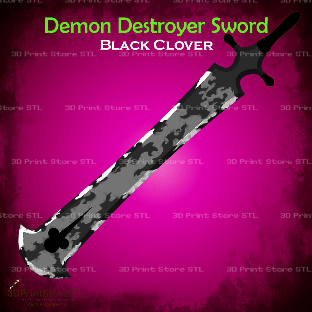 Demon Destroyer Sword Cosplay Black Clover - STL File 3D print model_1