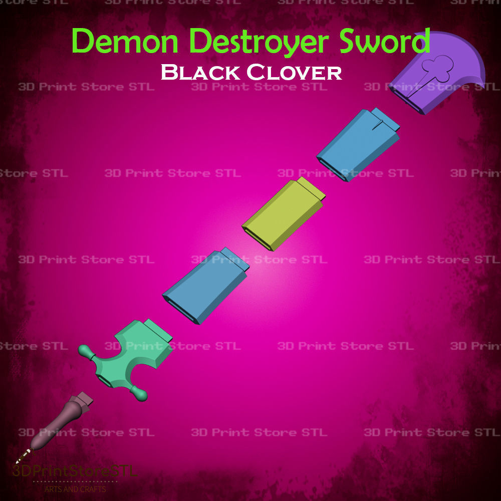 Demon Destroyer Sword Cosplay Black Clover - STL File 3D print model_4