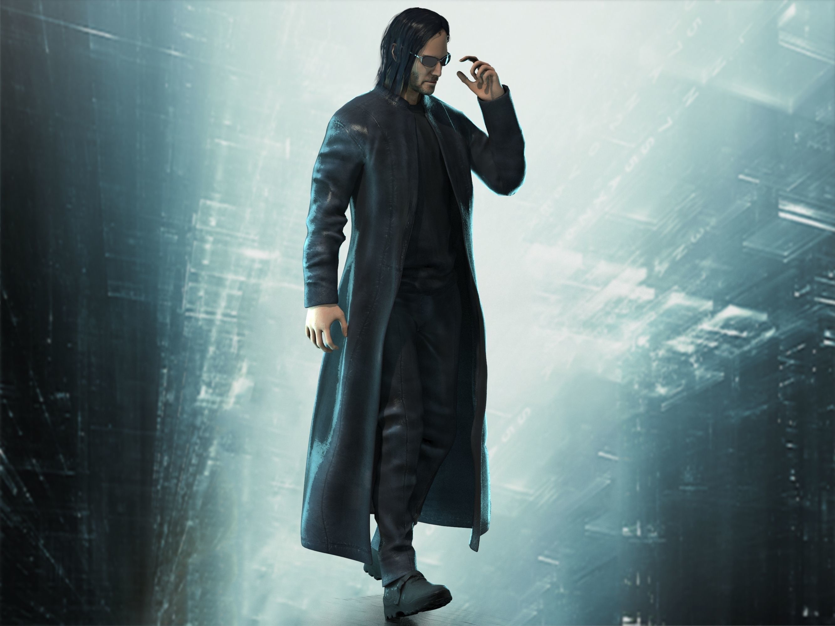 Neo from Matrix 4 Resurrections Low-poly 3D model_3