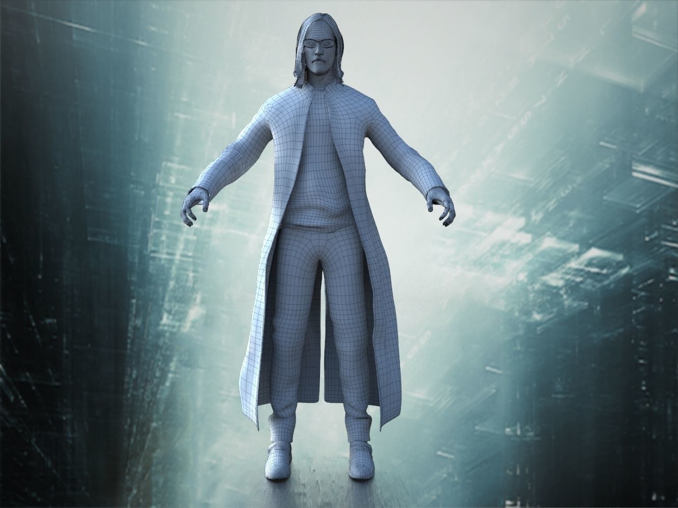 Neo from Matrix 4 Resurrections Low-poly 3D model_10