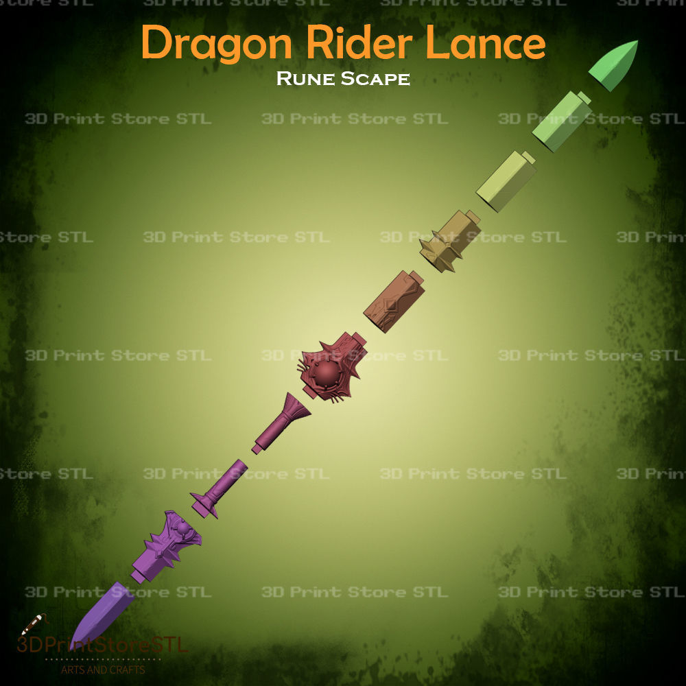 Dragon Rider Lance Cosplay Rune Scape - STL File 3D print model_3