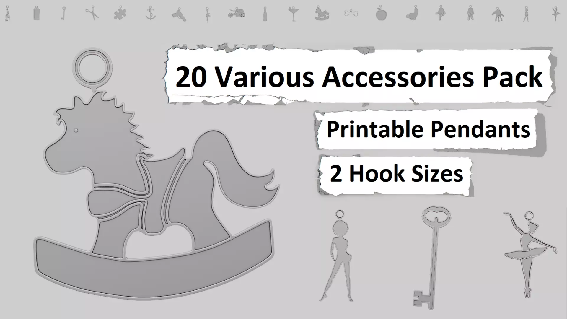 Accessories Pack 3D Printable Pendant Collection 3D print model