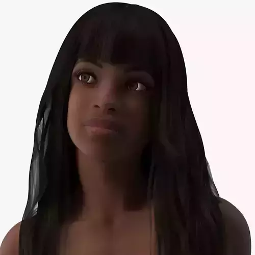 Young Woman Black Naked Rigged 3D model