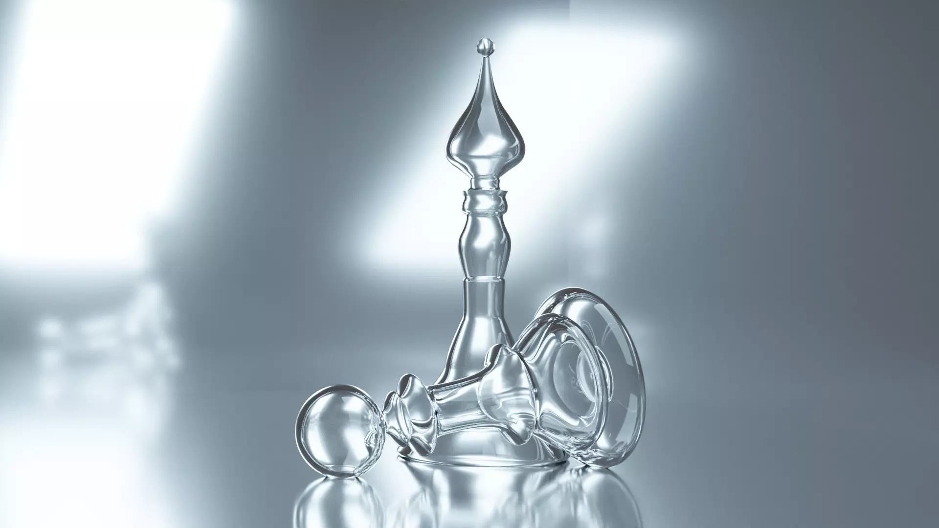 Chess glass pieces Free 3D model