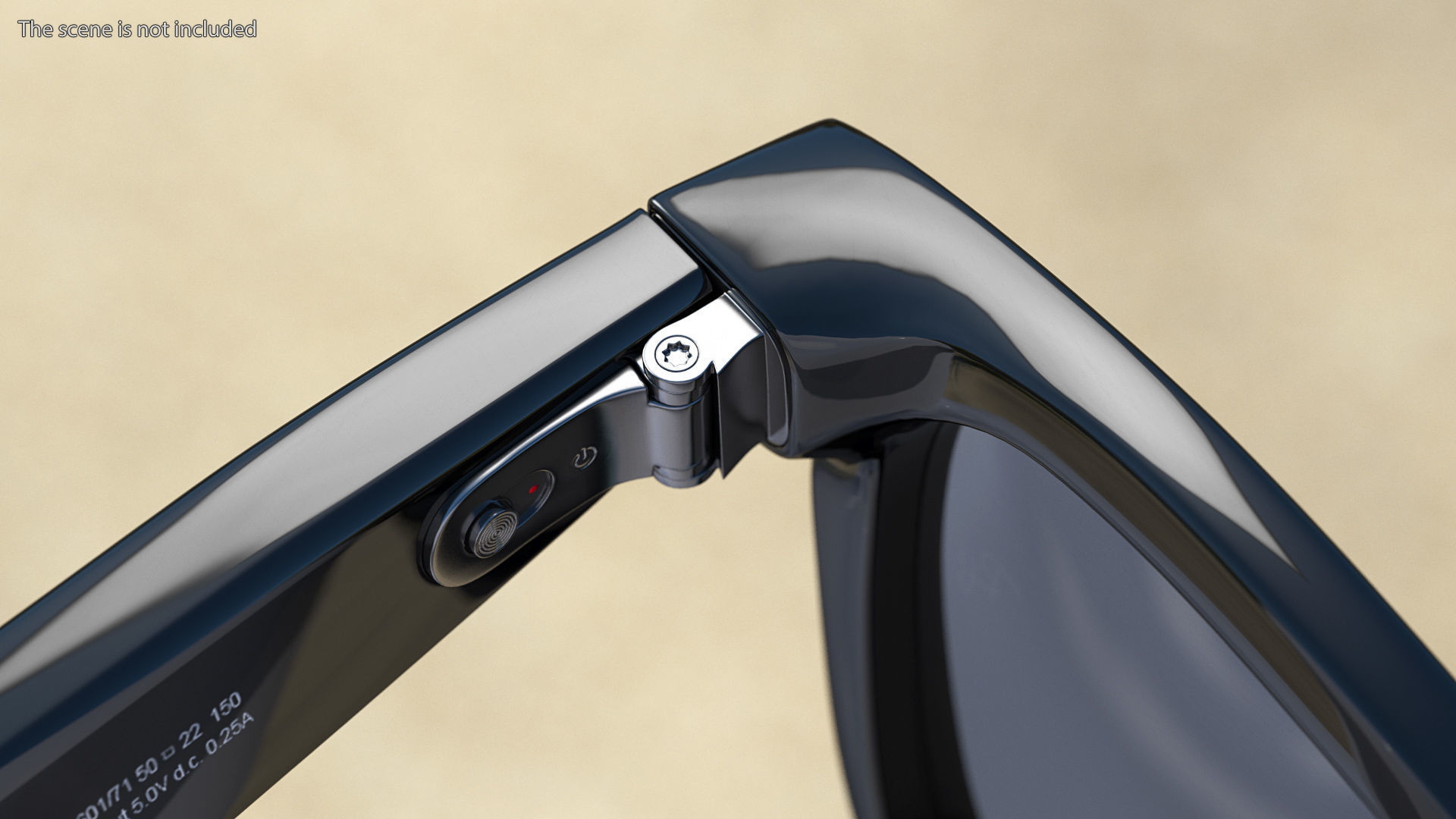 Black Ray Ban Stories Wayfarer Smart Glasses Dark Grey 3D model_5