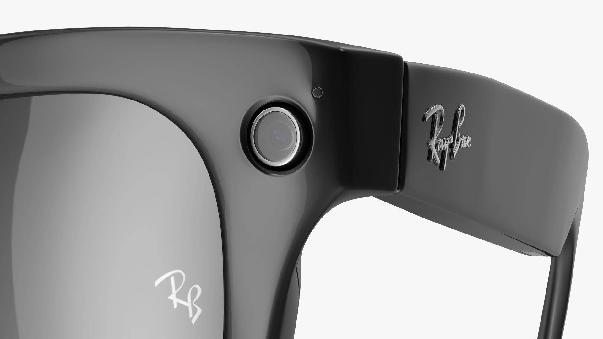 Black Ray Ban Stories Wayfarer Smart Glasses Dark Grey 3D model_16