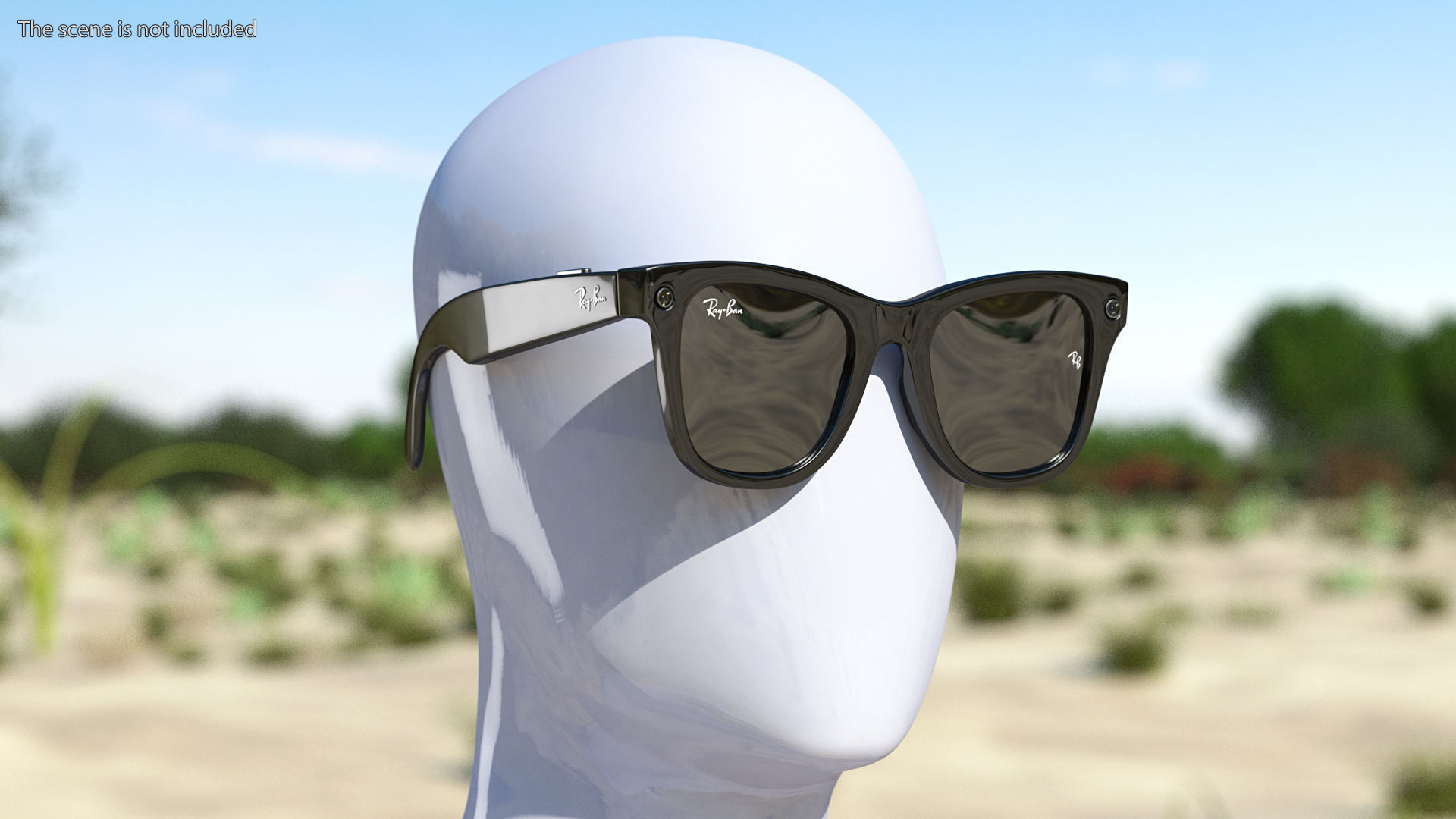 Black Ray Ban Stories Wayfarer Smart Glasses Dark Grey 3D model_2