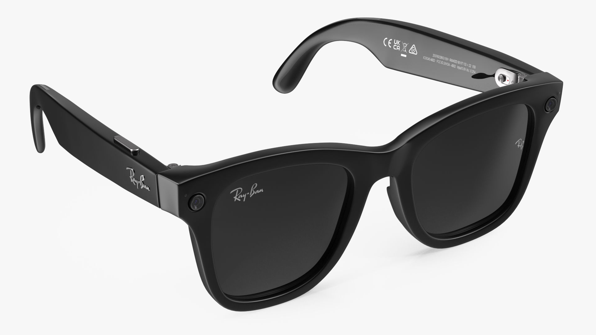 Black Ray Ban Stories Wayfarer Smart Glasses Dark Grey 3D model_1