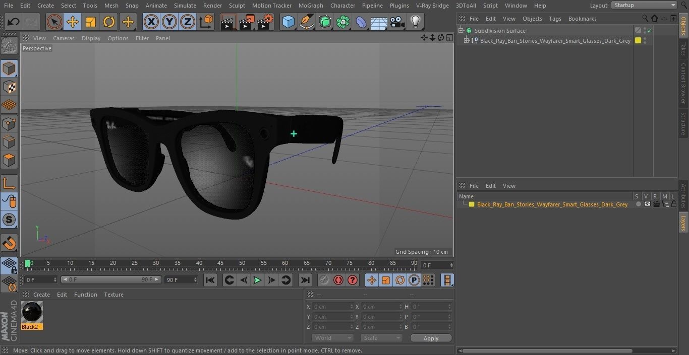 Black Ray Ban Stories Wayfarer Smart Glasses Dark Grey 3D model_32