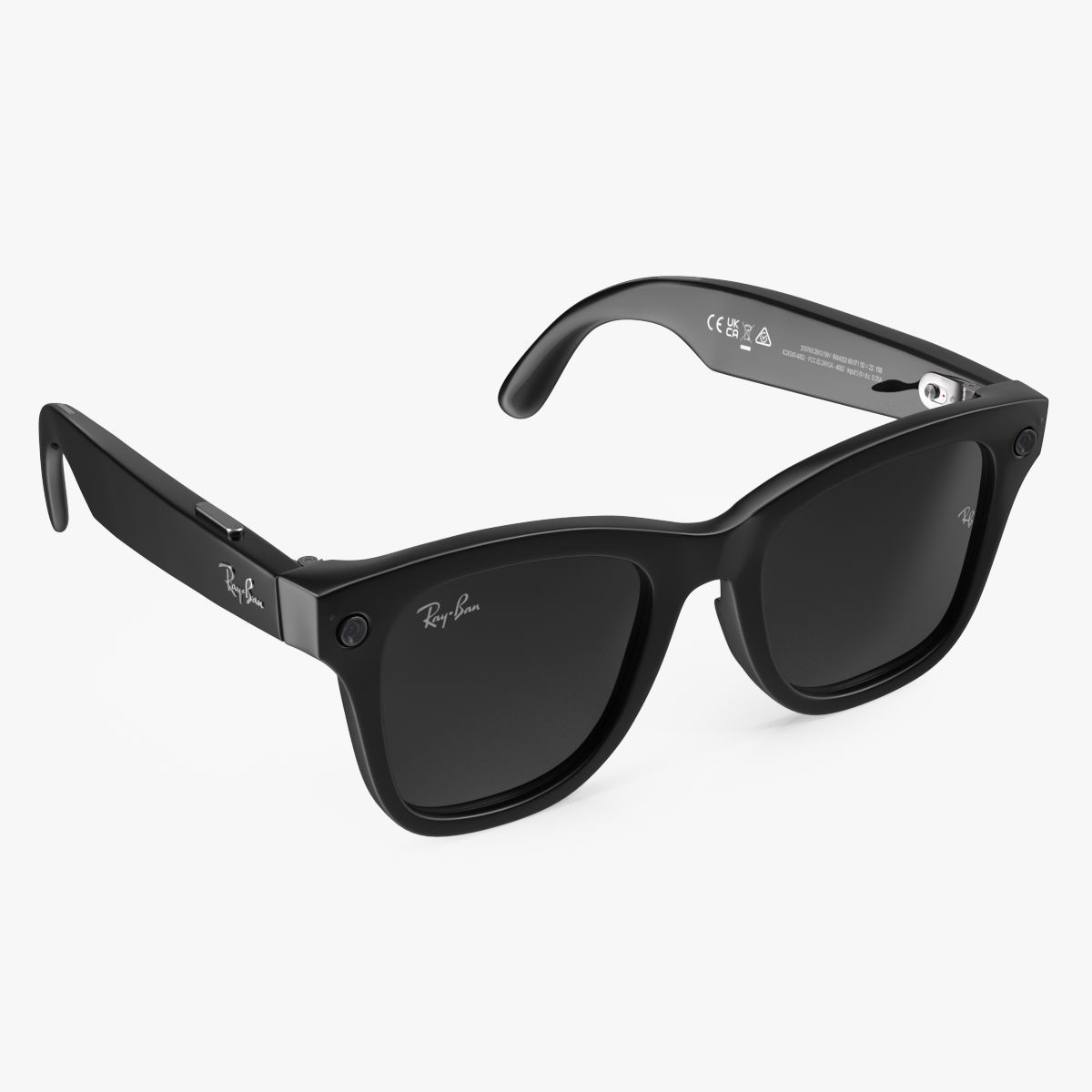Black Ray Ban Stories Wayfarer Smart Glasses Dark Grey 3D model_0