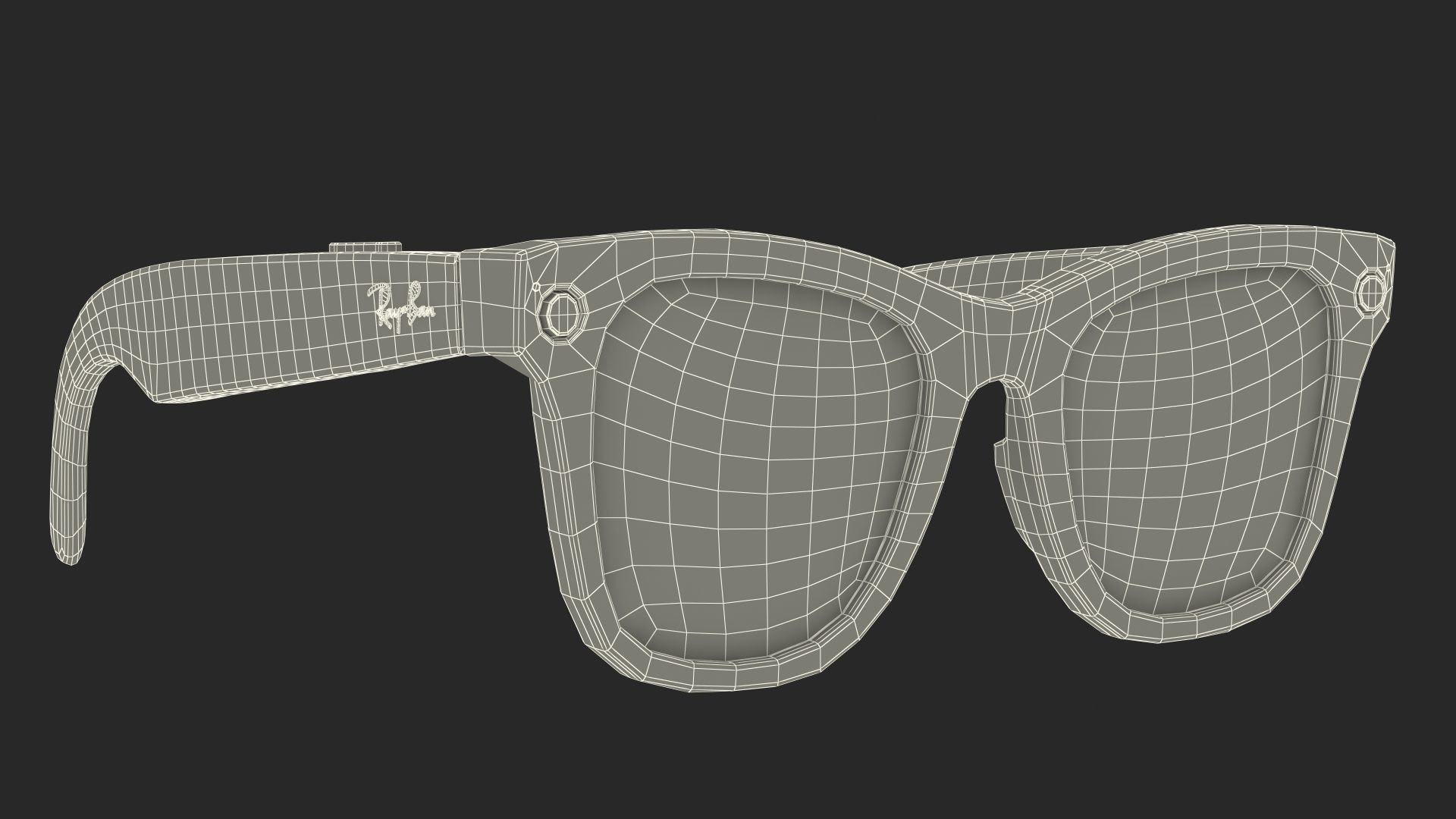 Black Ray Ban Stories Wayfarer Smart Glasses Dark Grey 3D model_25