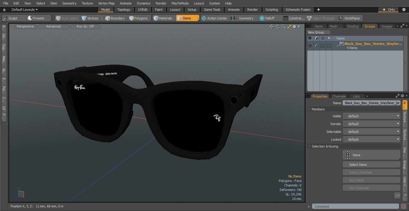 Black Ray Ban Stories Wayfarer Smart Glasses Dark Grey 3D model_31