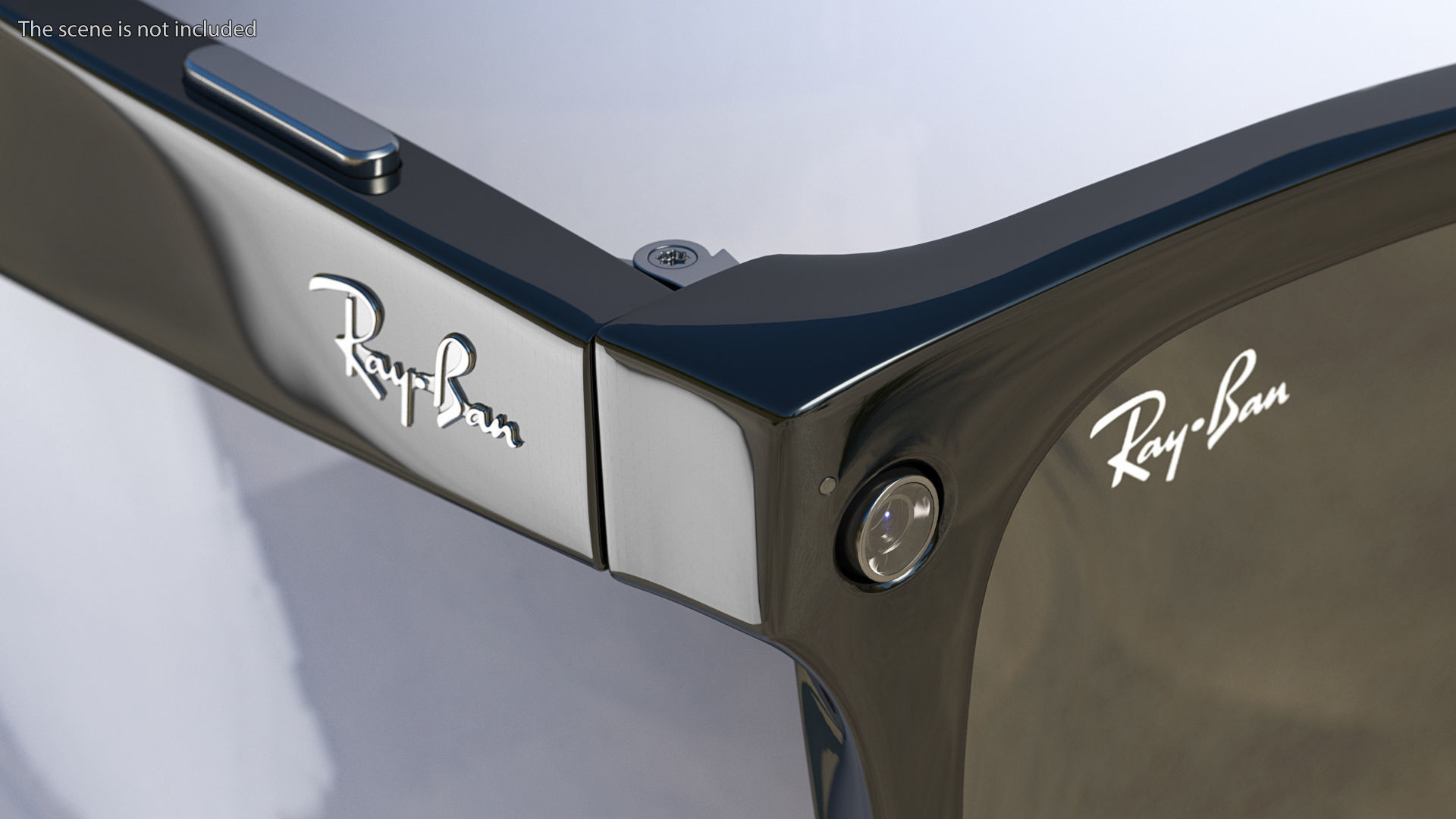 Black Ray Ban Stories Wayfarer Smart Glasses Dark Grey 3D model_4